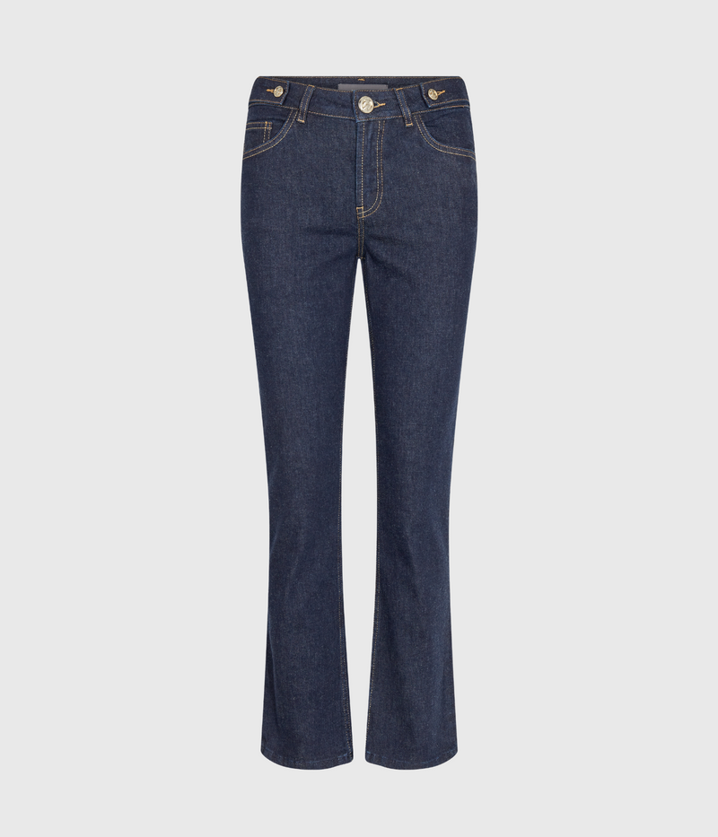 mörkblå utsvängda jeans