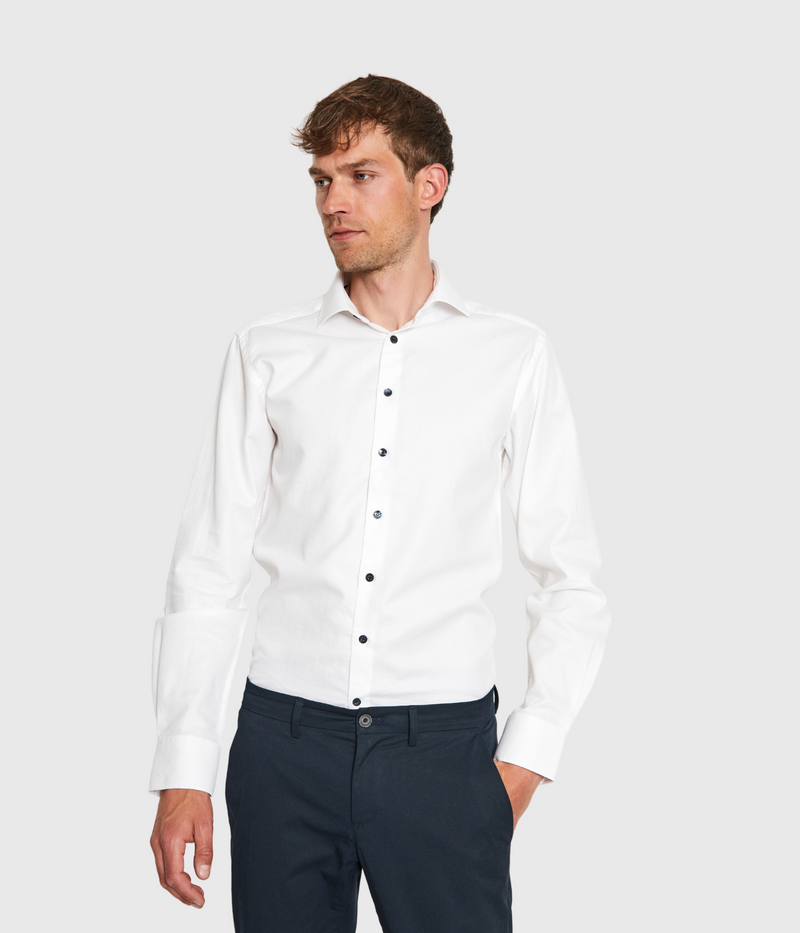 vit slim fit basskjorta herr