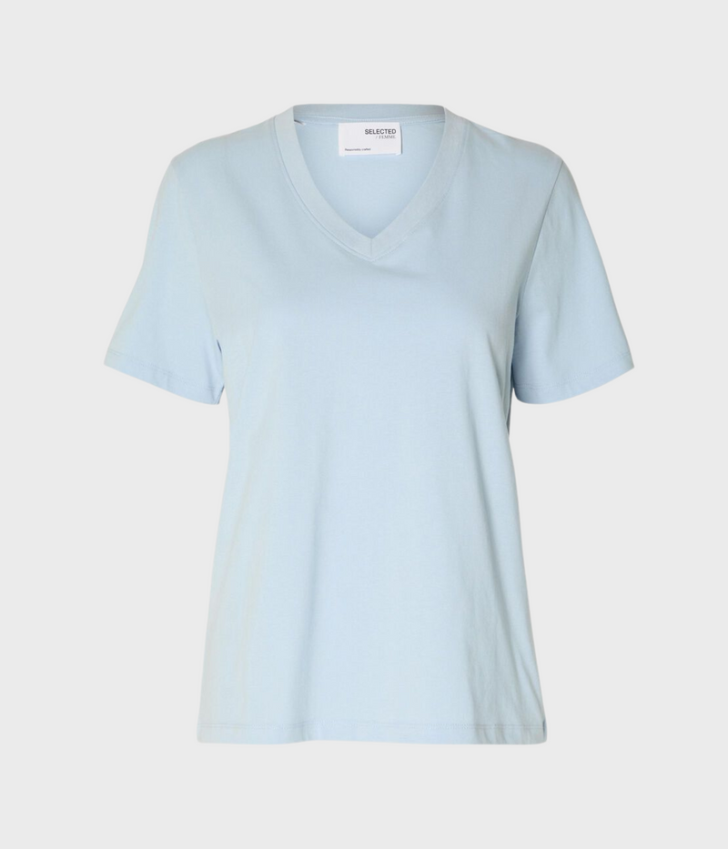 SLFESSENTIAL SS V-NECK TEE NOOS (CASHMERE BLUE)