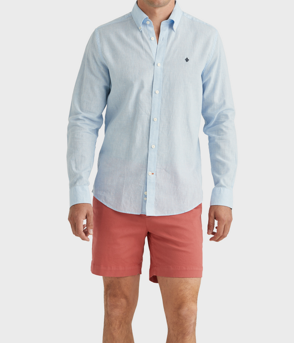 Linen Check Shirt-Slim Fit (56 BLUE)