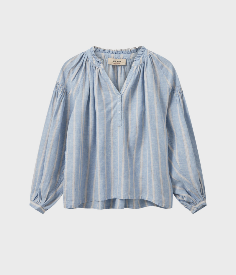 Mmsafi Striped Linen Shirt (489 Cashmere Blue)