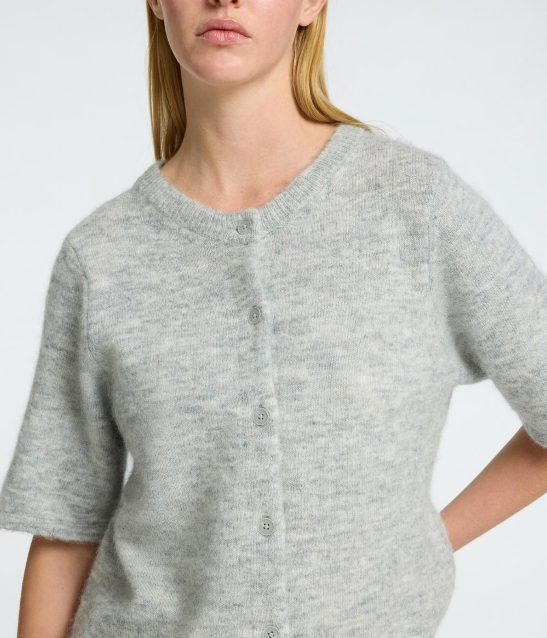 SLFLULU 2/4 KNIT CARDIGAN NOOS (Light Grey Melange)