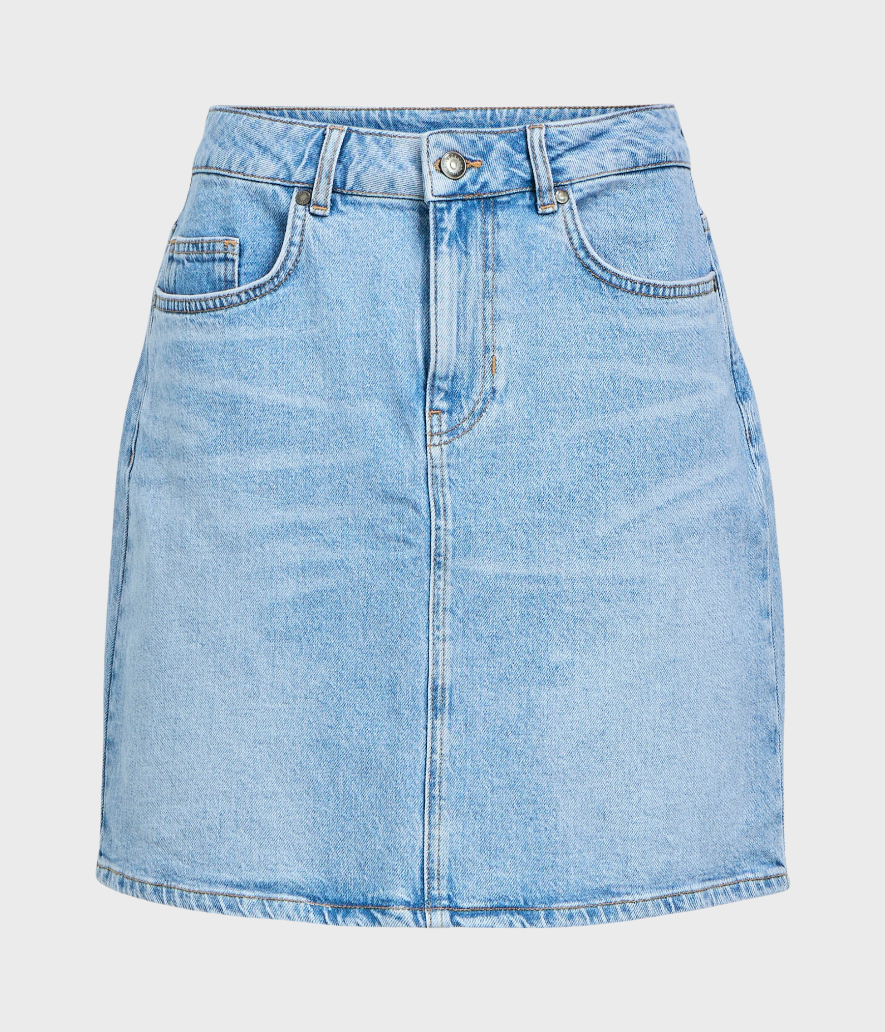 OBJELLEN HW SHORT DENIM SKIRT DIV (Light Blue Denim Detail:Washed)