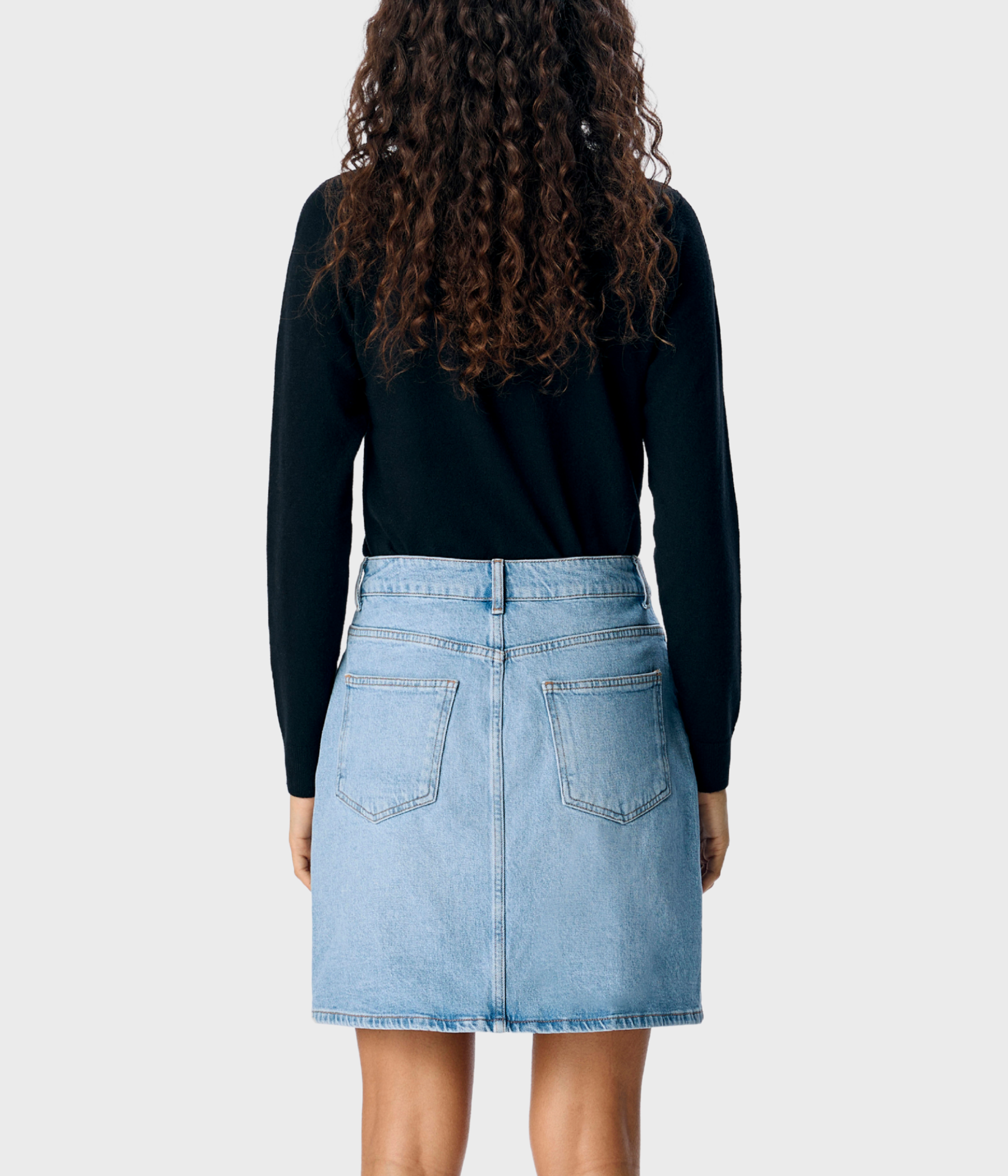 OBJELLEN HW SHORT DENIM SKIRT DIV (Light Blue Denim Detail:Washed)