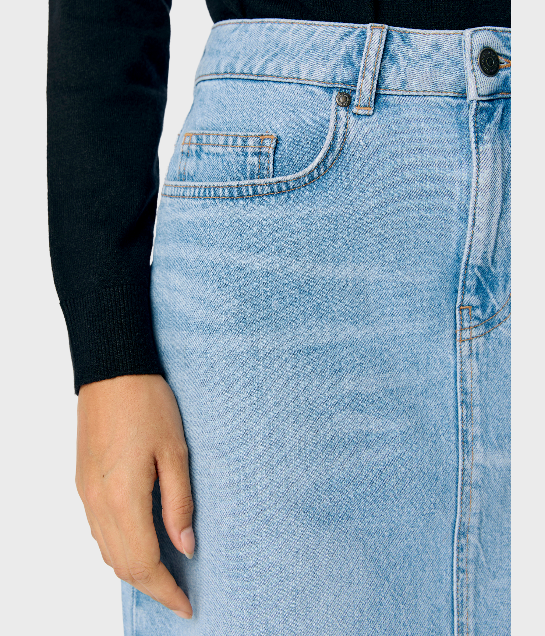 OBJELLEN HW SHORT DENIM SKIRT DIV (Light Blue Denim Detail:Washed)