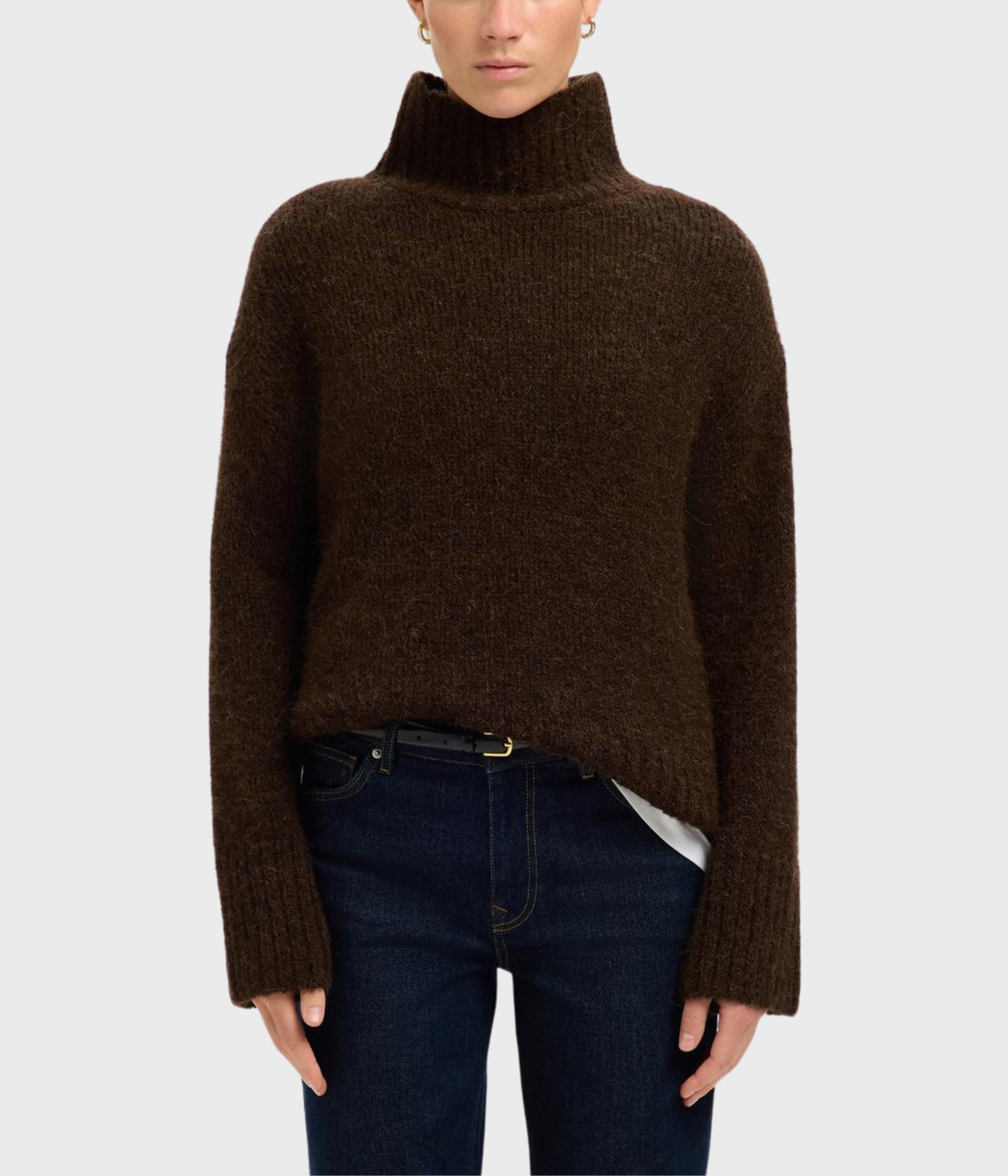 SLFGABRIELLA LS KNIT HIGH NECK NOOS (Delicioso Detail:MELANGE)