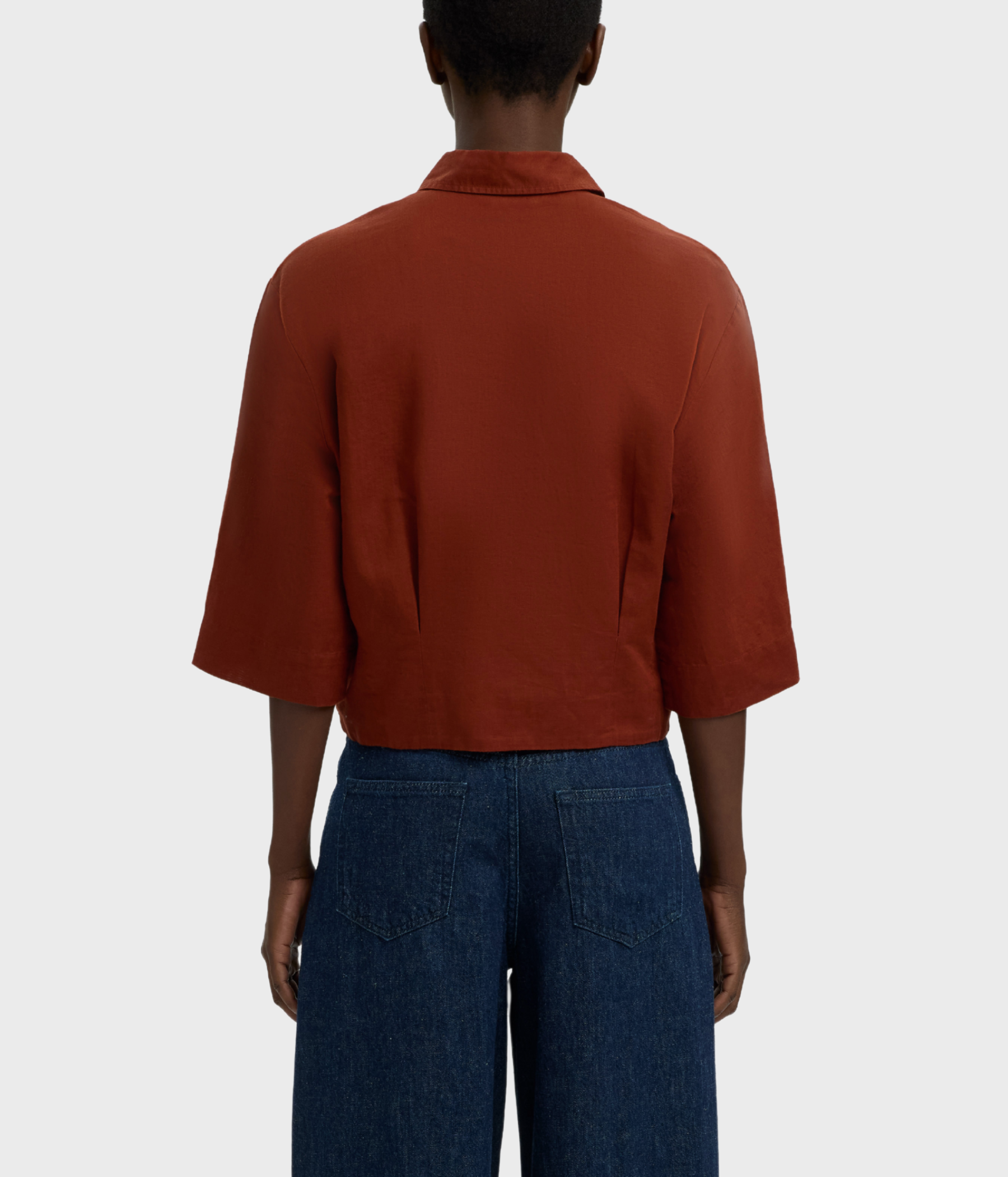 Slfcleo Regular 3/4 Cropped Shirt B (Cherry Mahogany)