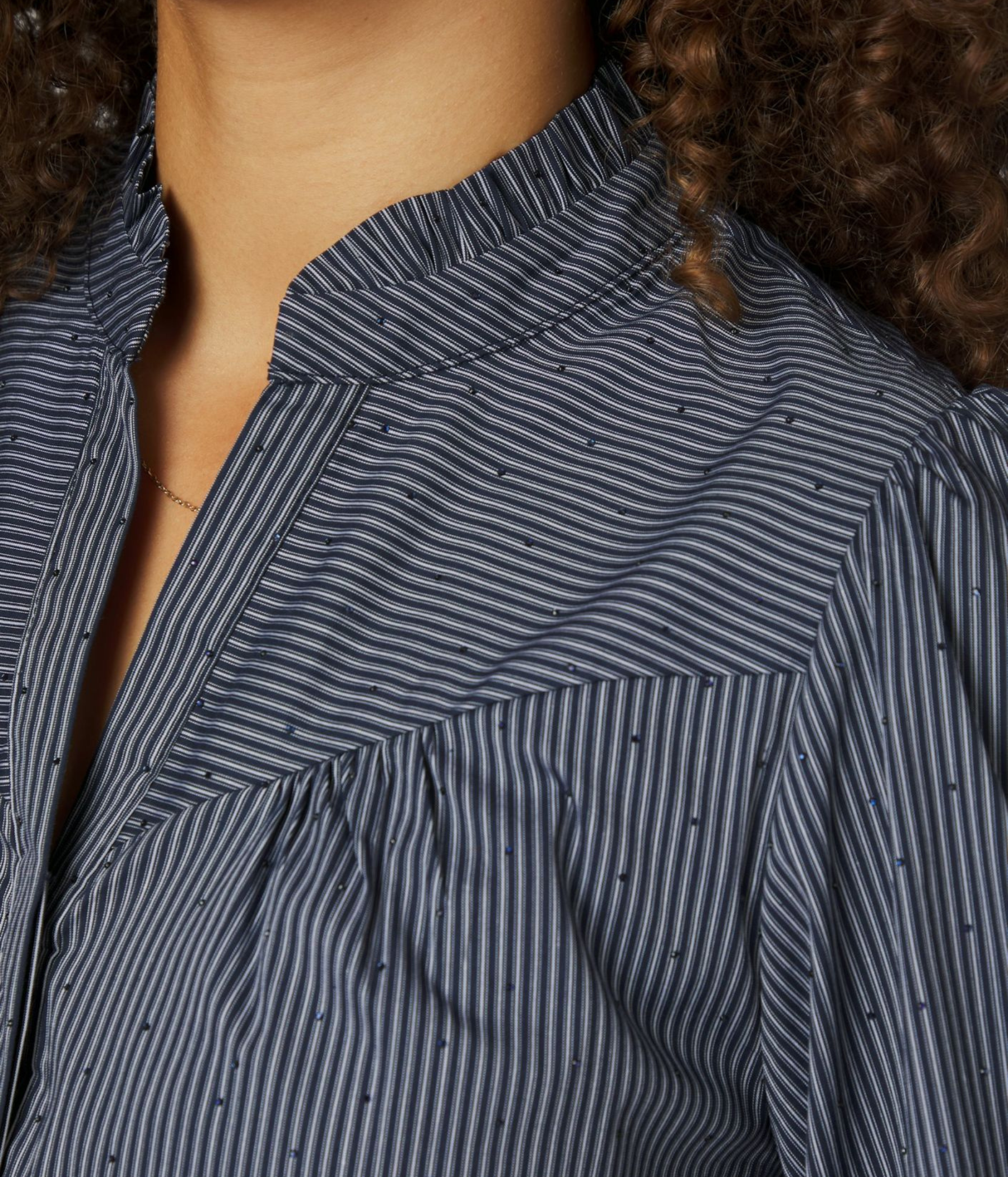 Astrida Stripe Stone Blouse (141 Navy)