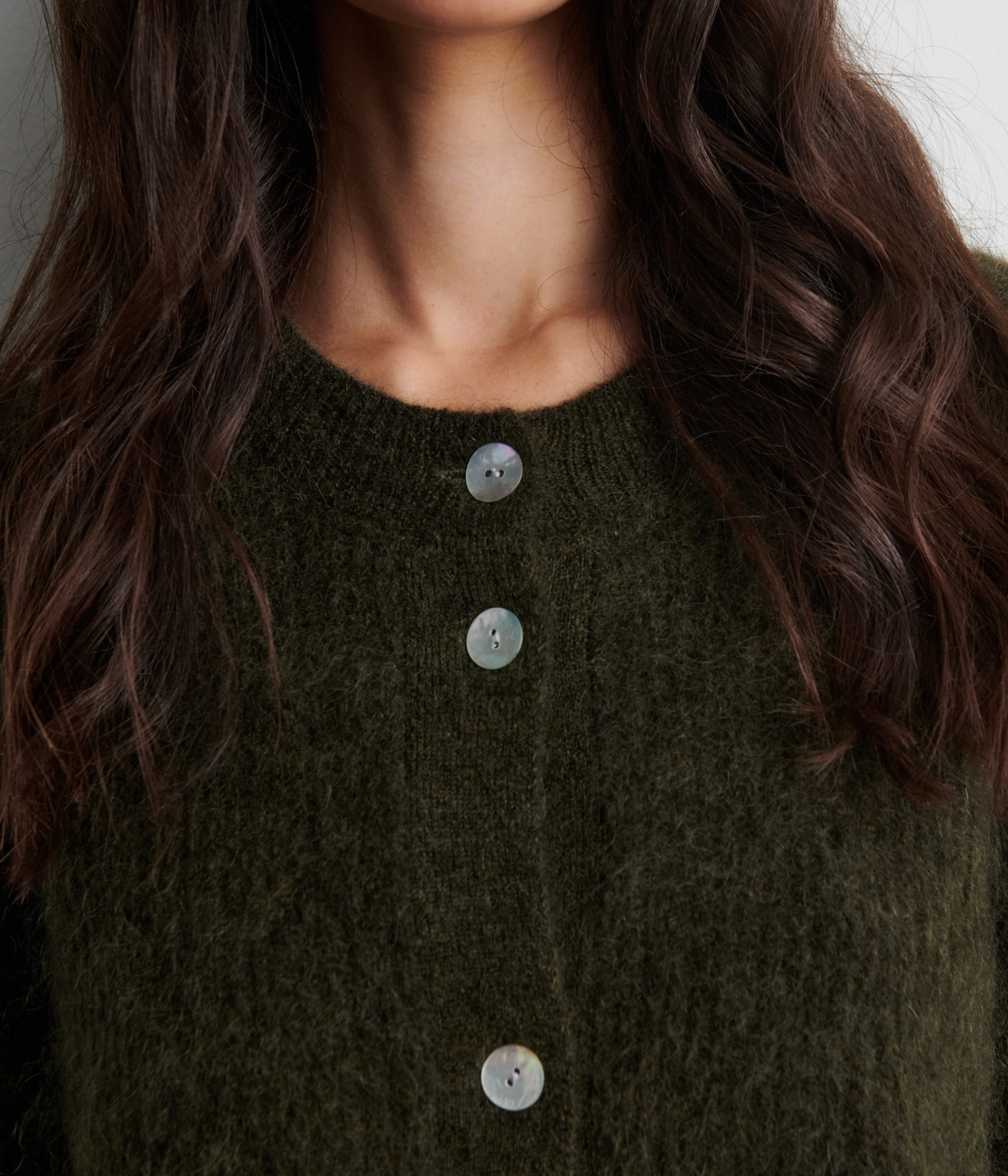Andrea Knit Rib Ls Cardigan (Black Olive)