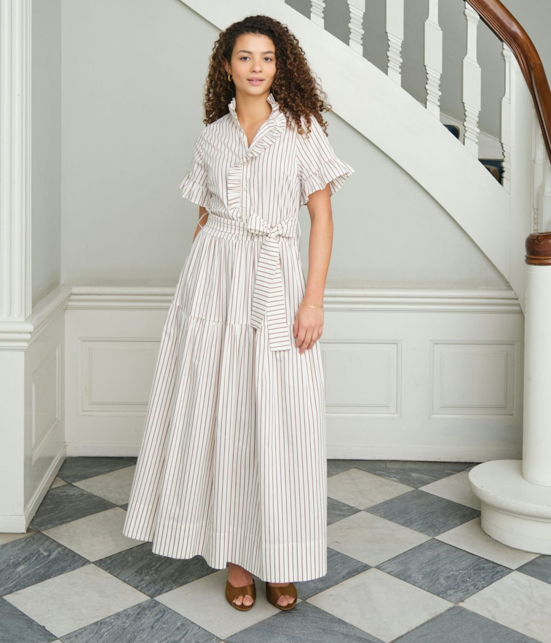 Nellie Wide Stripe Dress (124 Ivory)