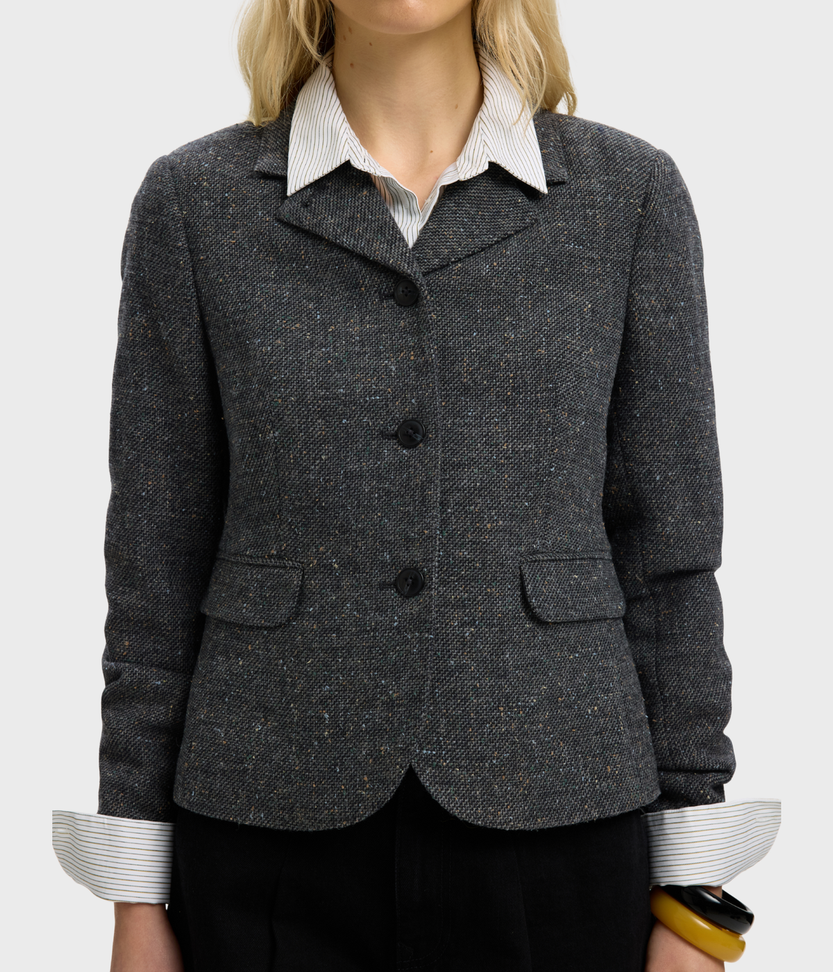 Slwfitted Clea Short Blazer (Black Detail:MULTI STRUCTURE)
