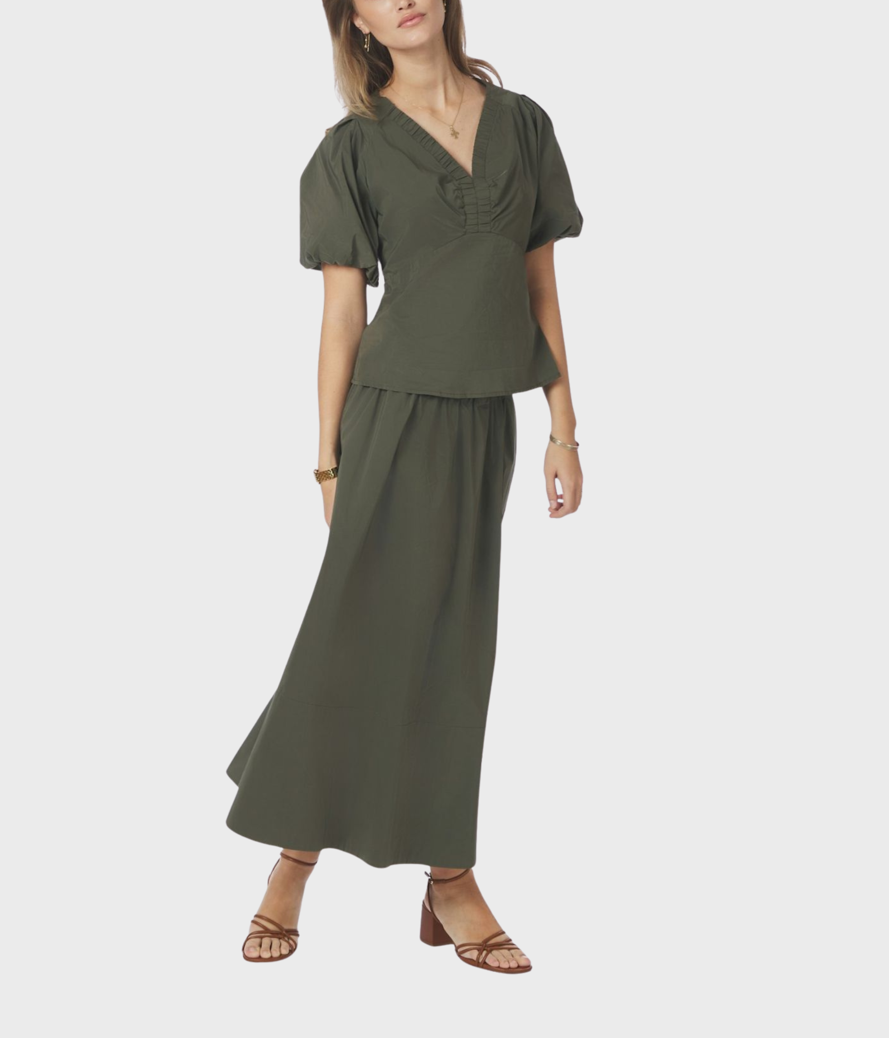 Yara Poplin Skirt. (151 Army)