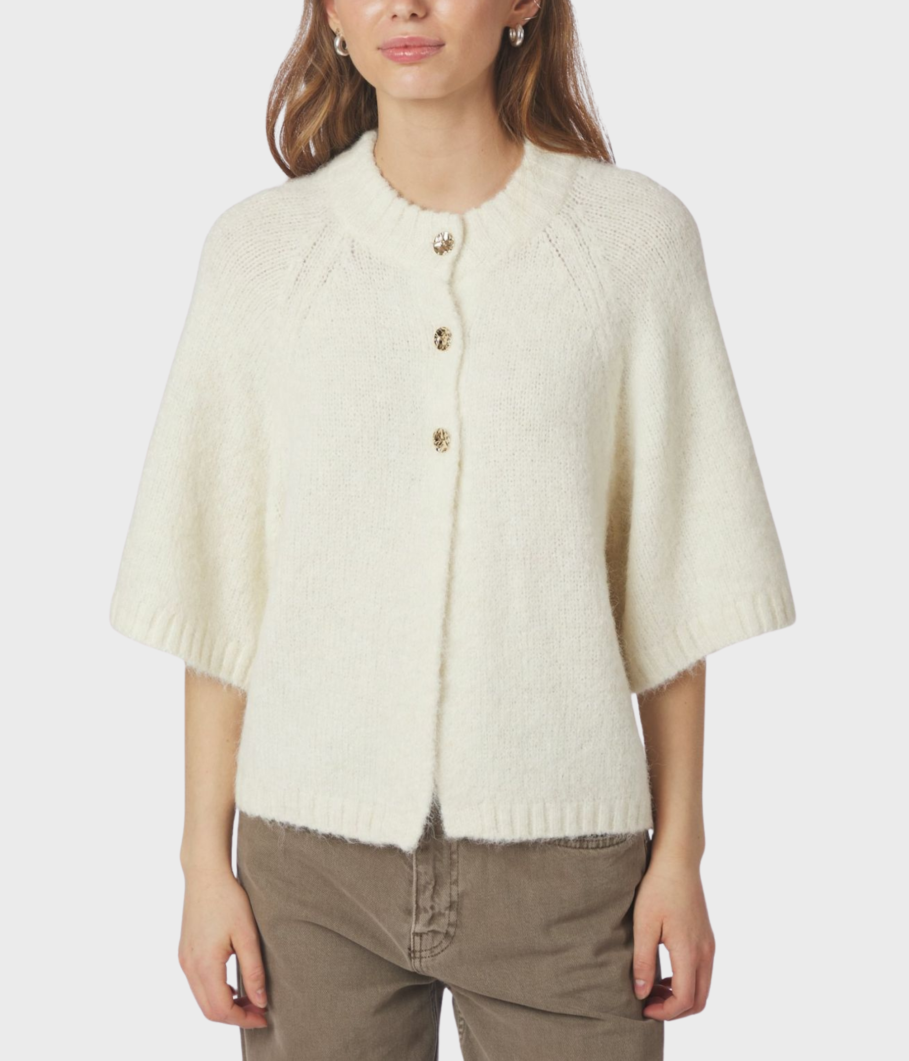 Benuta Fluffy Knit Cardigan. (121 Off White)