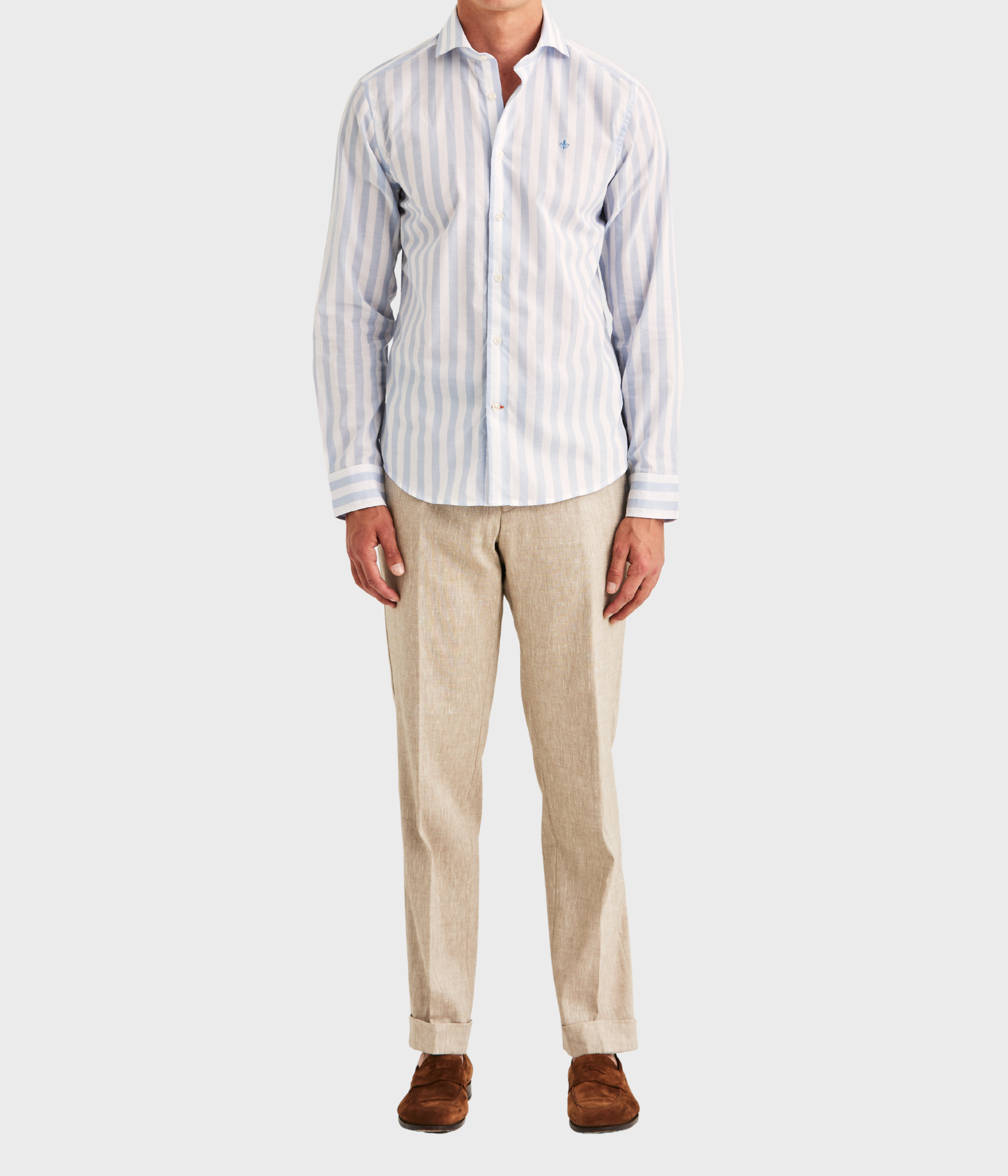 Summer Light Weight Stripe Shirt-Slim Fit (56 BLUE)