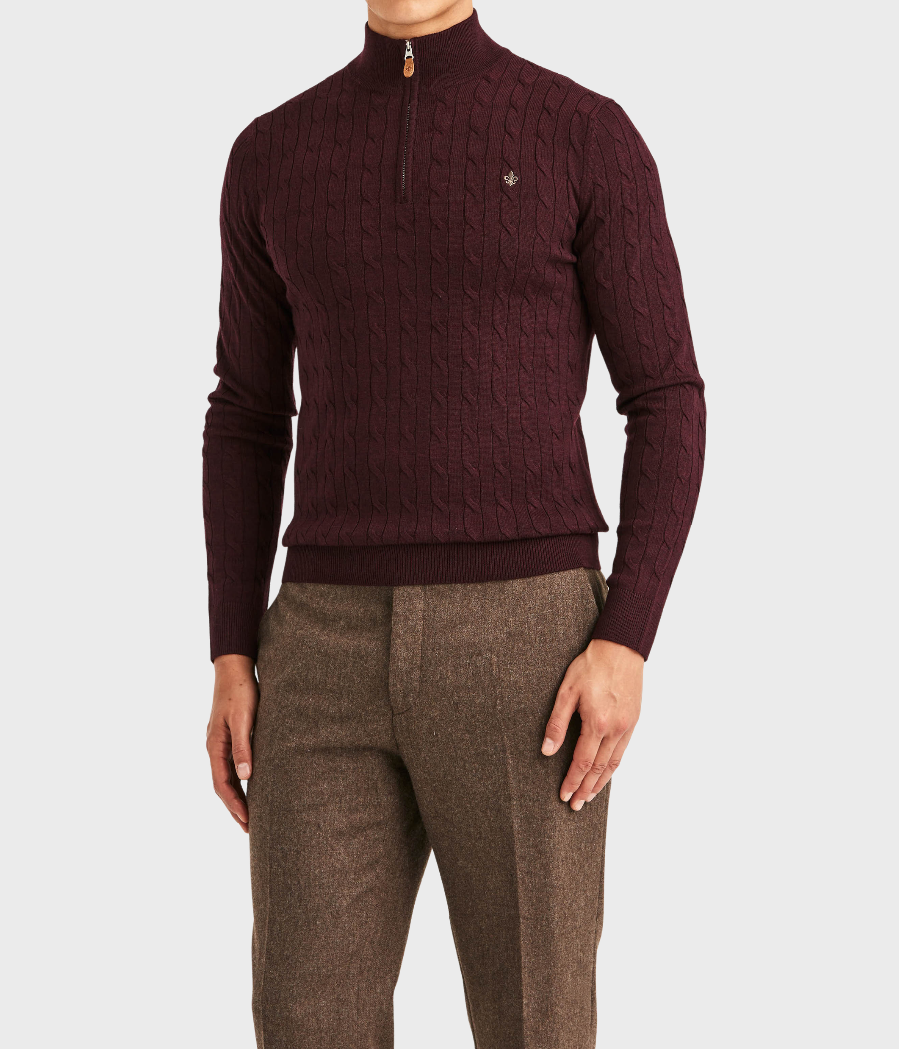 Merino Cable John Zip (48 Wine Red)