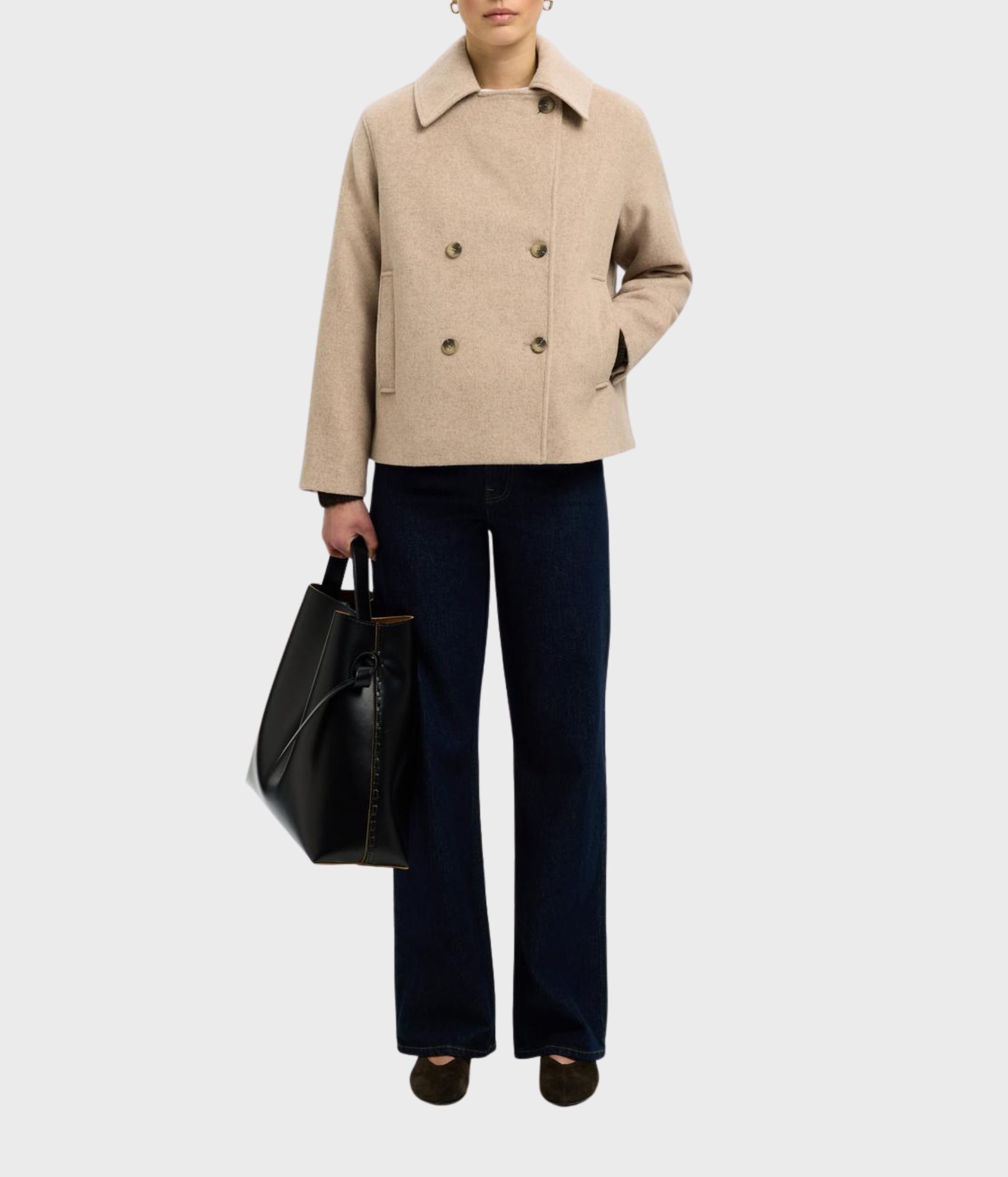 SLFALMA WOOL BLEND JACKET NOOS. (Sandshell Detail:MELANGE)