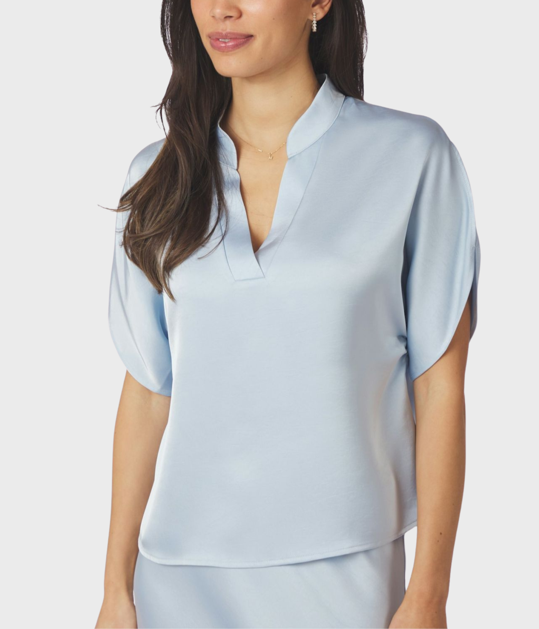 Anelle Heavy Sateen Blouse (145 Light Blue)