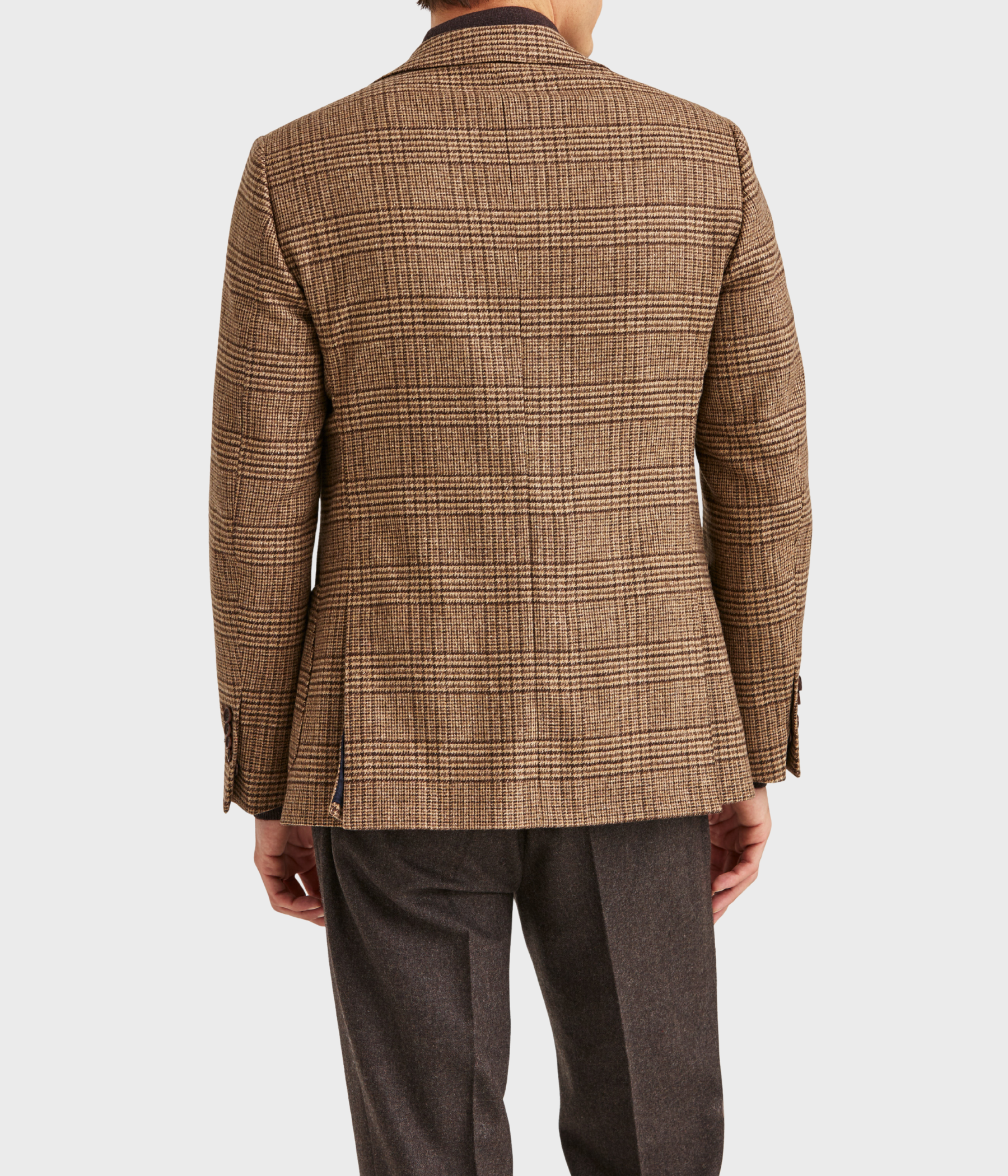Wool Silk Check Jacket. (80 Brown)