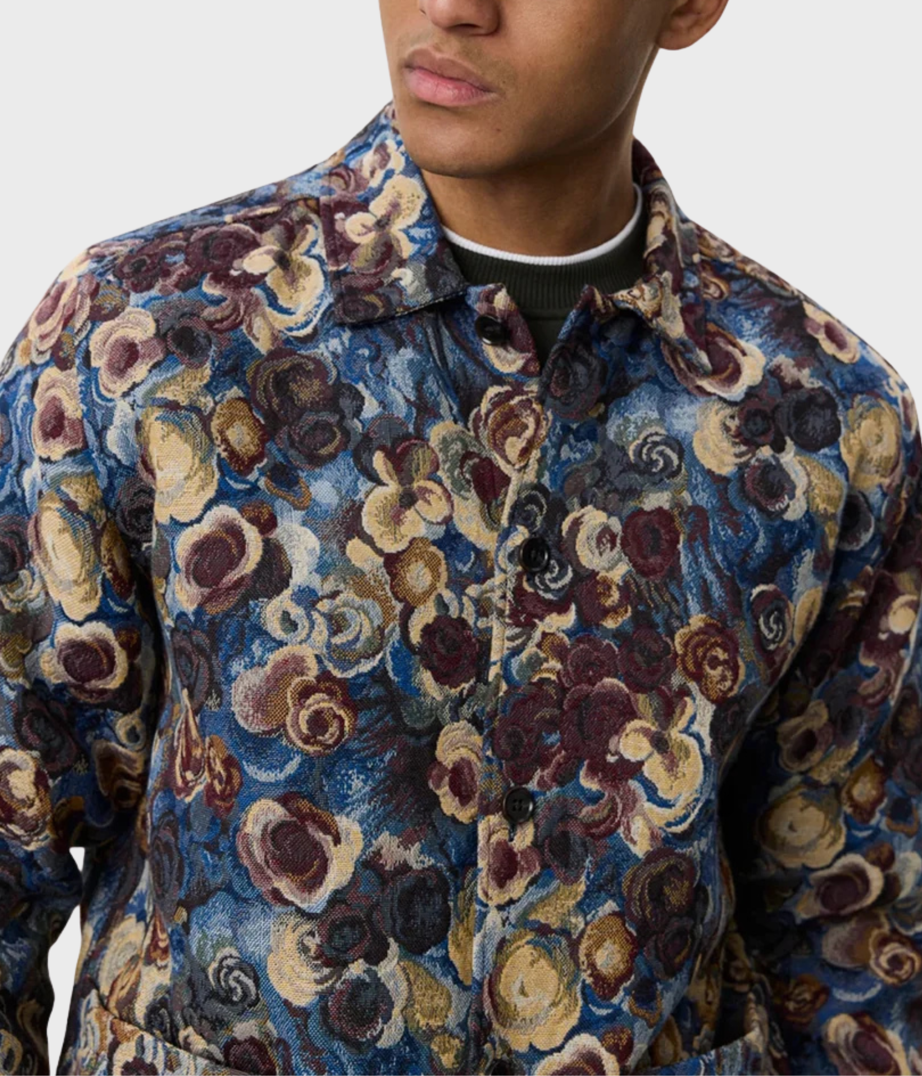 Flower Jacquard Overshirt (967 Blue Multicolor)