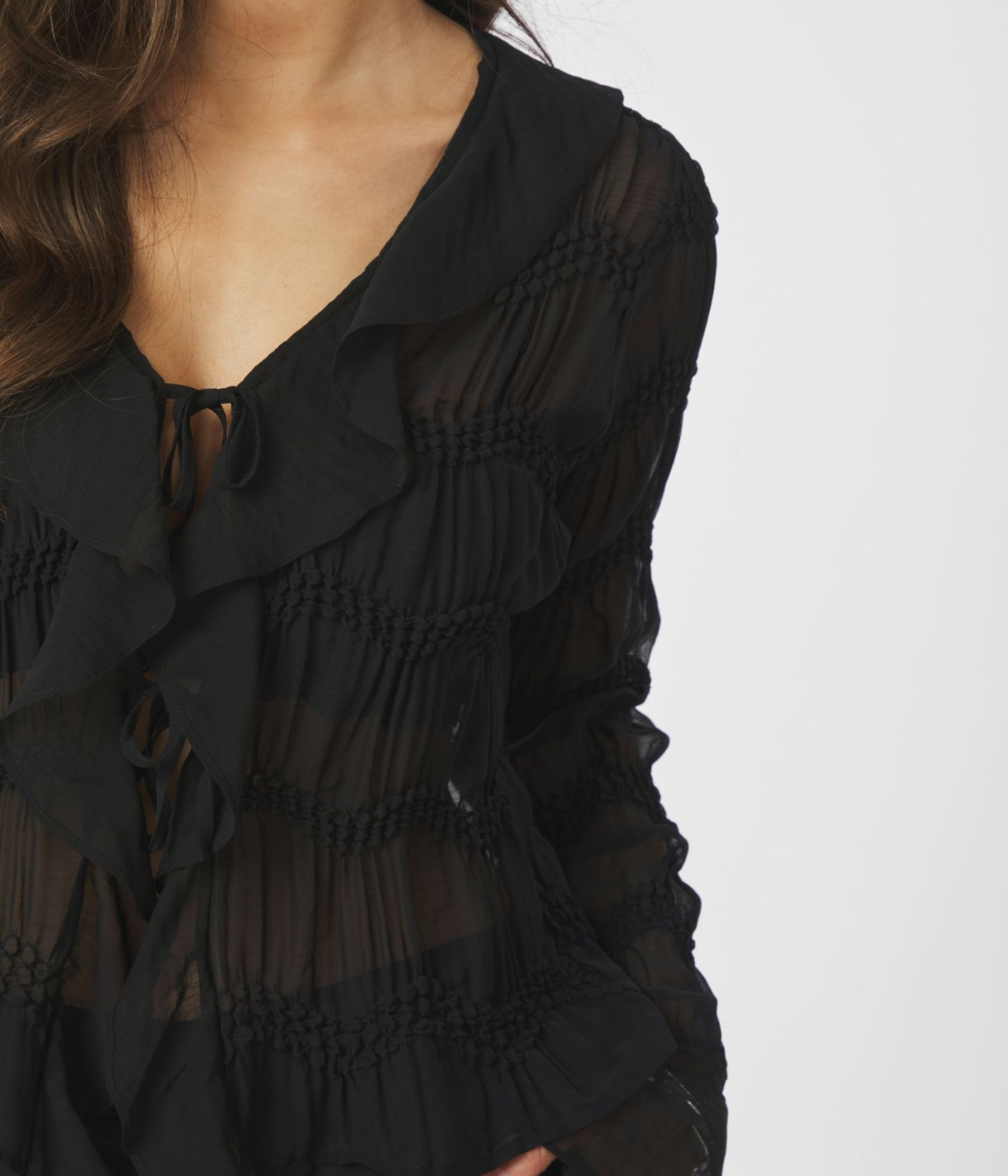 Anika Crepe Chiffon Blouse (Black)