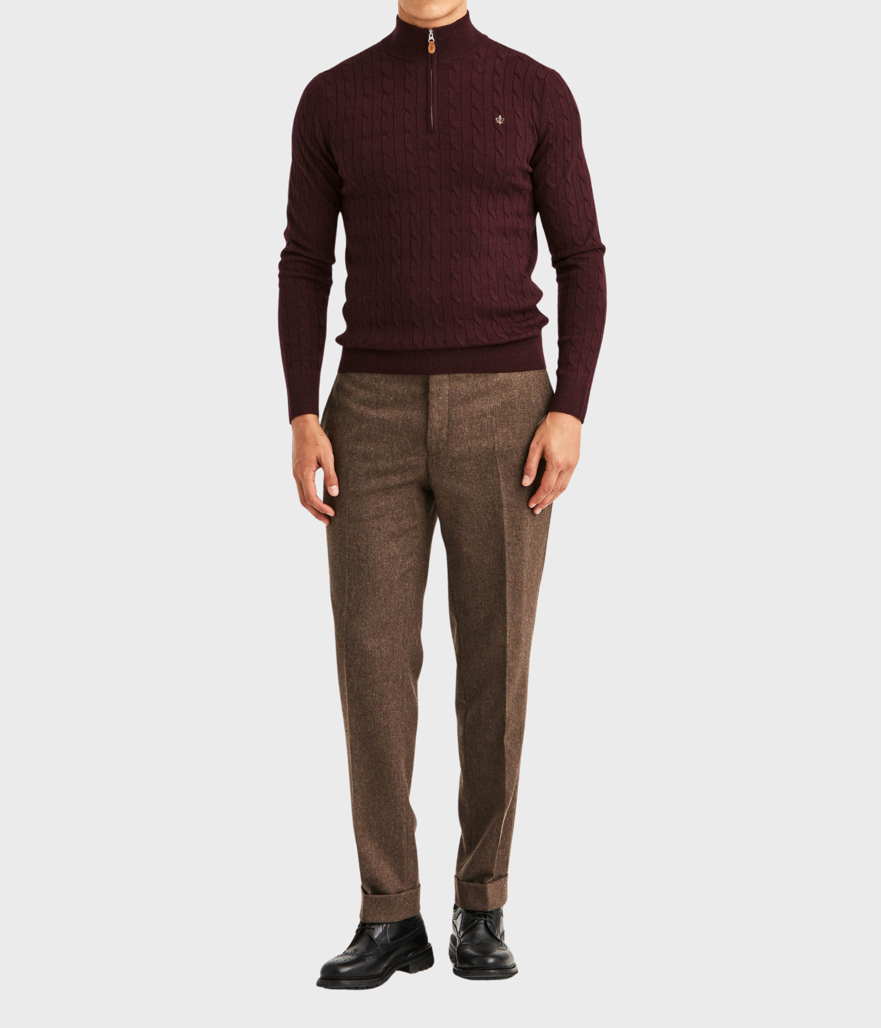 Merino Cable John Zip (48 Wine Red)