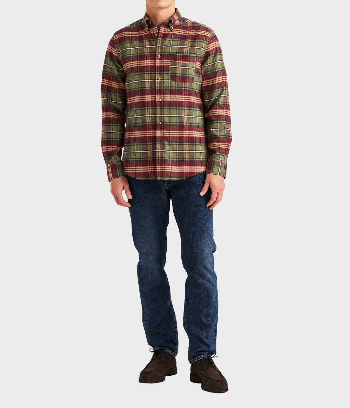 Flannel Big Check Shirt-Slim Fit (75 Olive)