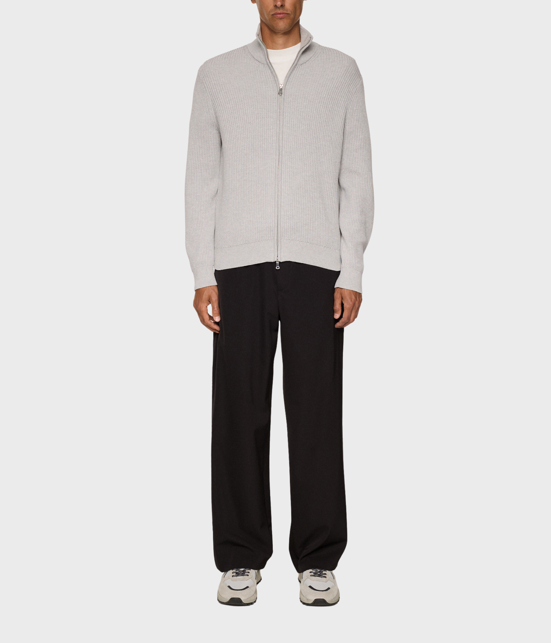 Alexis Full Zip Cardigan. (U199 Light Grey Melange)