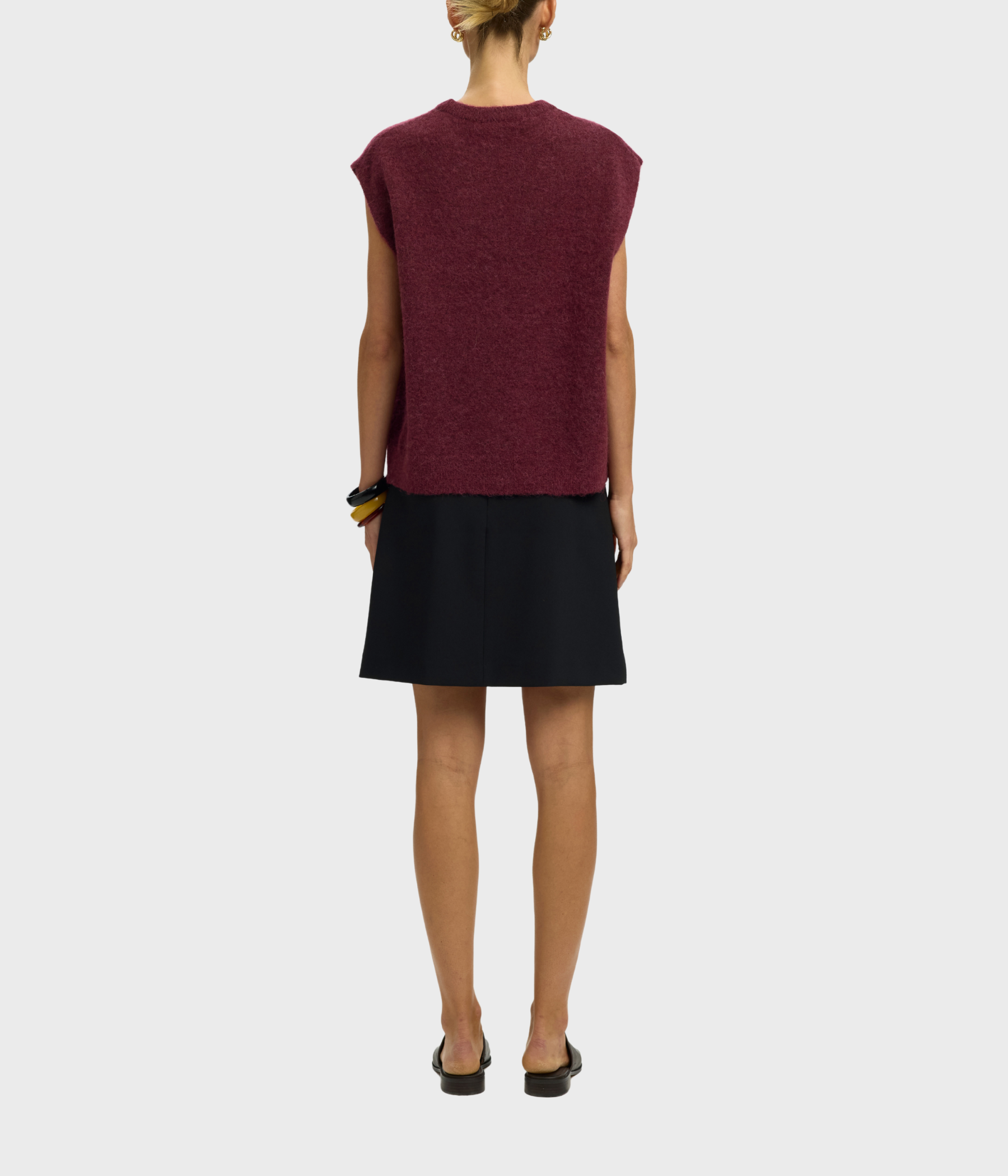 Slwlulu Sl Knit Vest Noos (Tawny Port Detail:MELANGE)