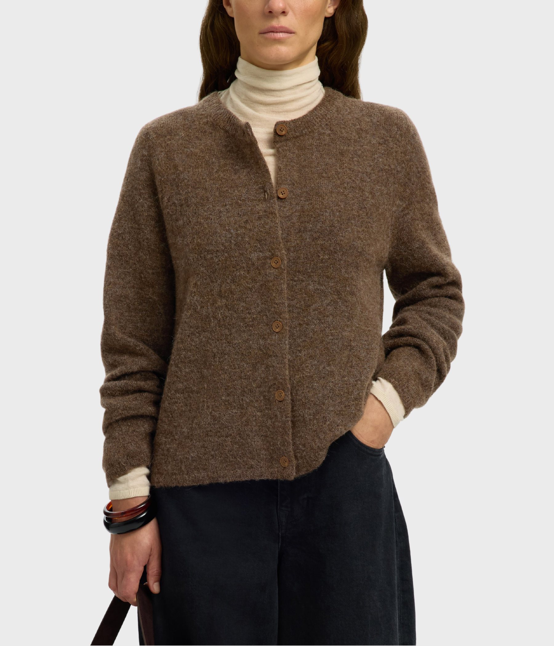 Slflulu New Ls Knit Cardigan Noos. (Dachshund Detail:MELANGE)