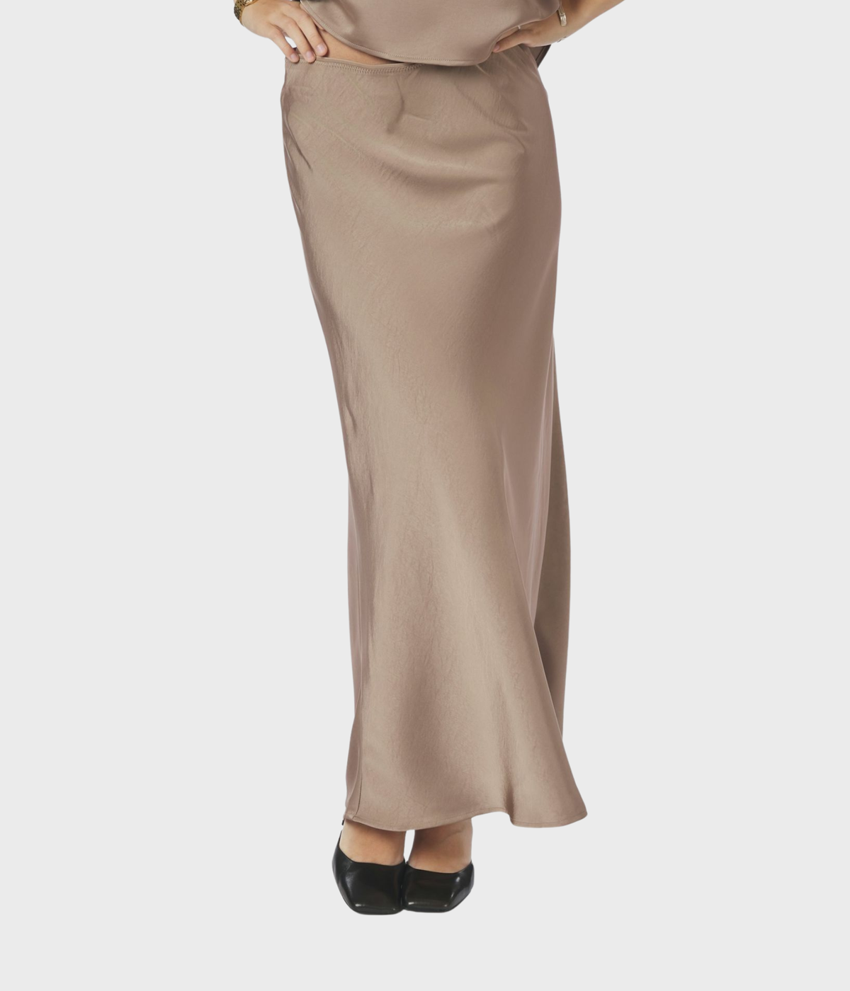 Vicky Heavy Sateen Skirt. (811 Dark Taupe)