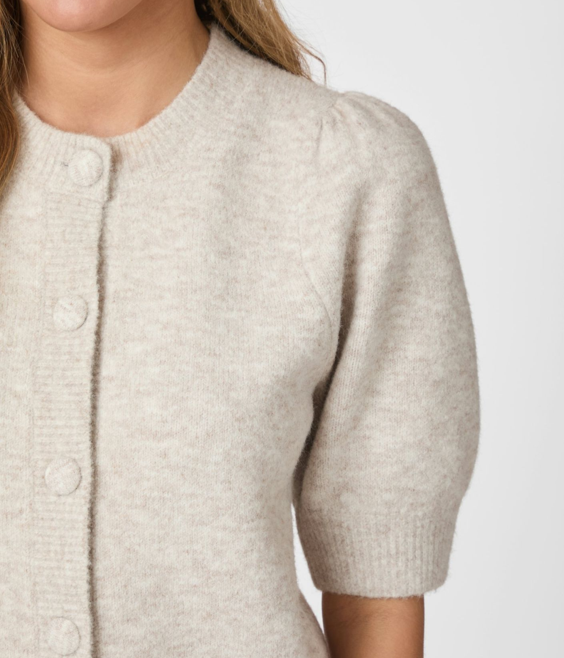 Trudy Knit Cardigan. (976 Beige Melange)