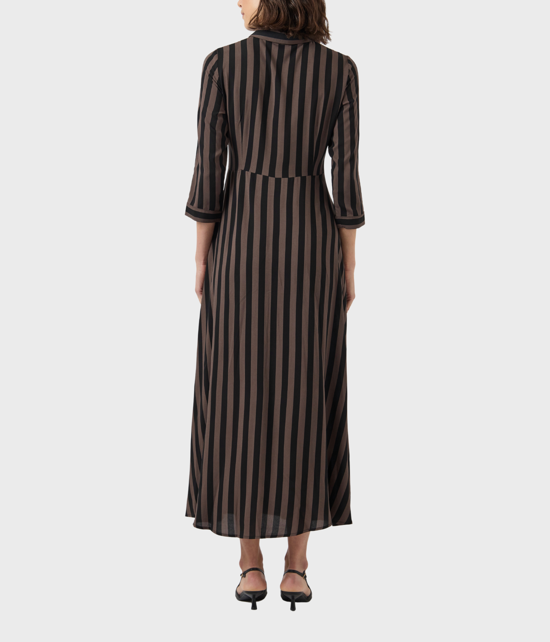 YASSAVANNA LONG SHIRT DRESS S. NOOS (Chocolate brown/ stripes black)