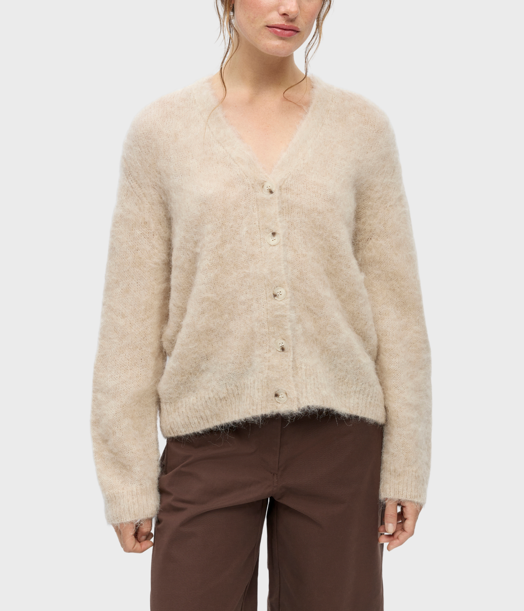 Objharry L/S Lo Knit Cardigan Noos (Birch Detail:MELANGE)