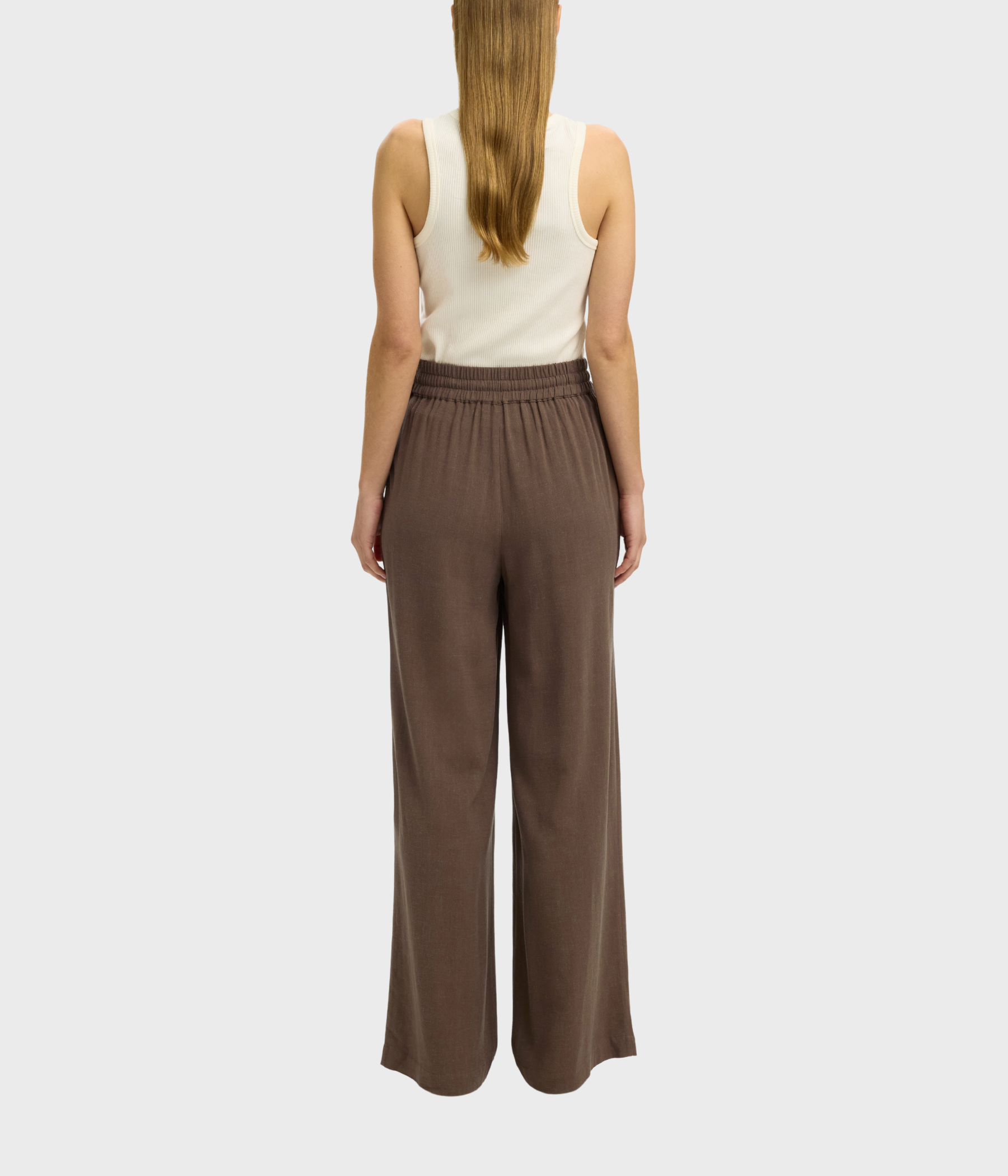 SLFVIVA-GULIA HW LONG LINEN PANT NOOS. (CHOCOLATE CHIP) - D.O. Design Only