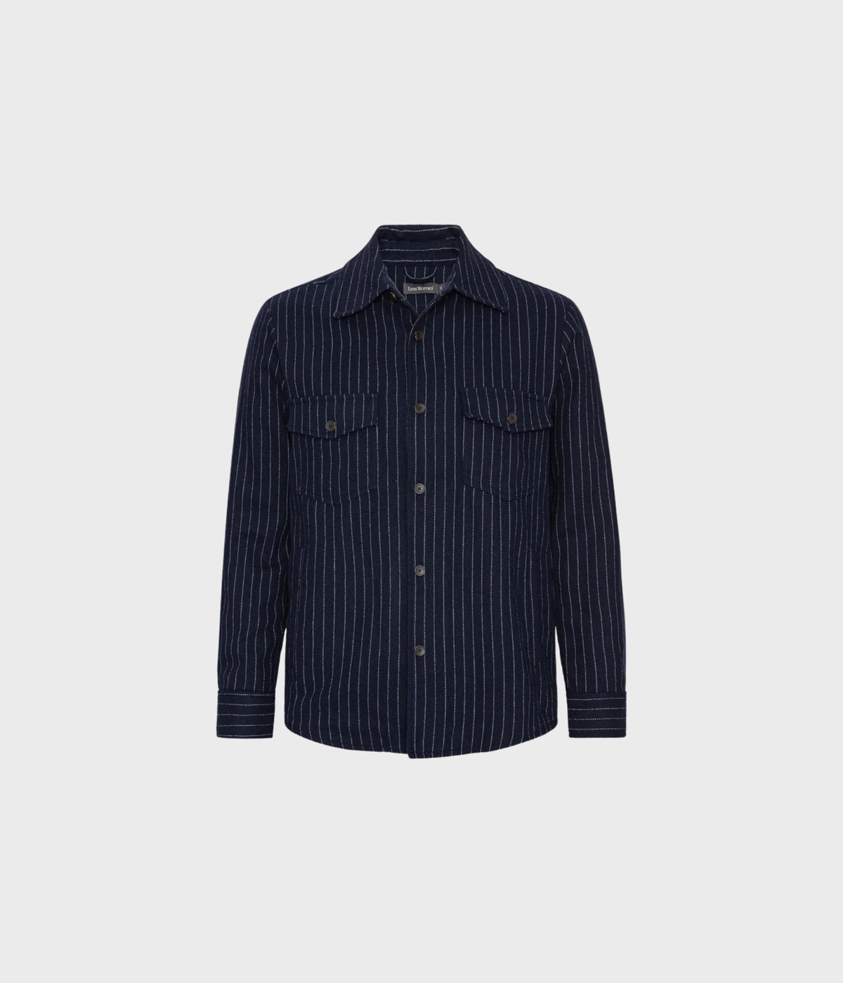 Woven Overshirt (Navy Pinstripe)