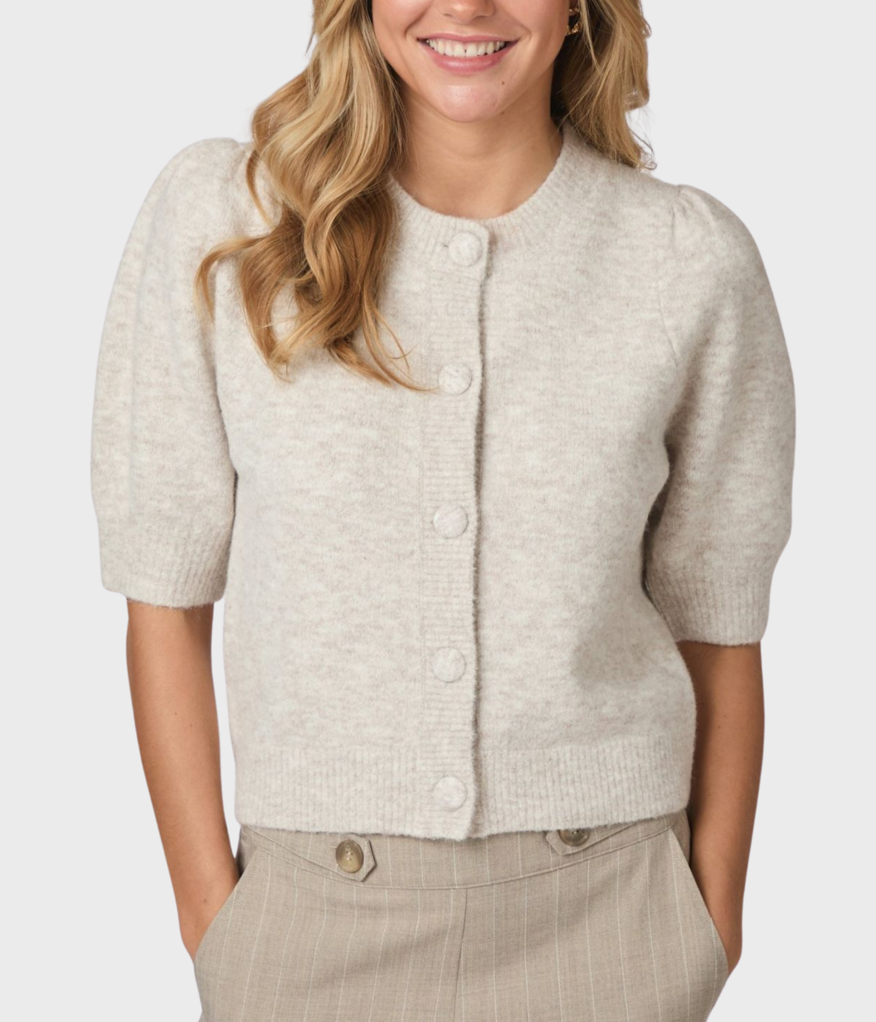 Trudy Knit Cardigan (976 Beige Melange)