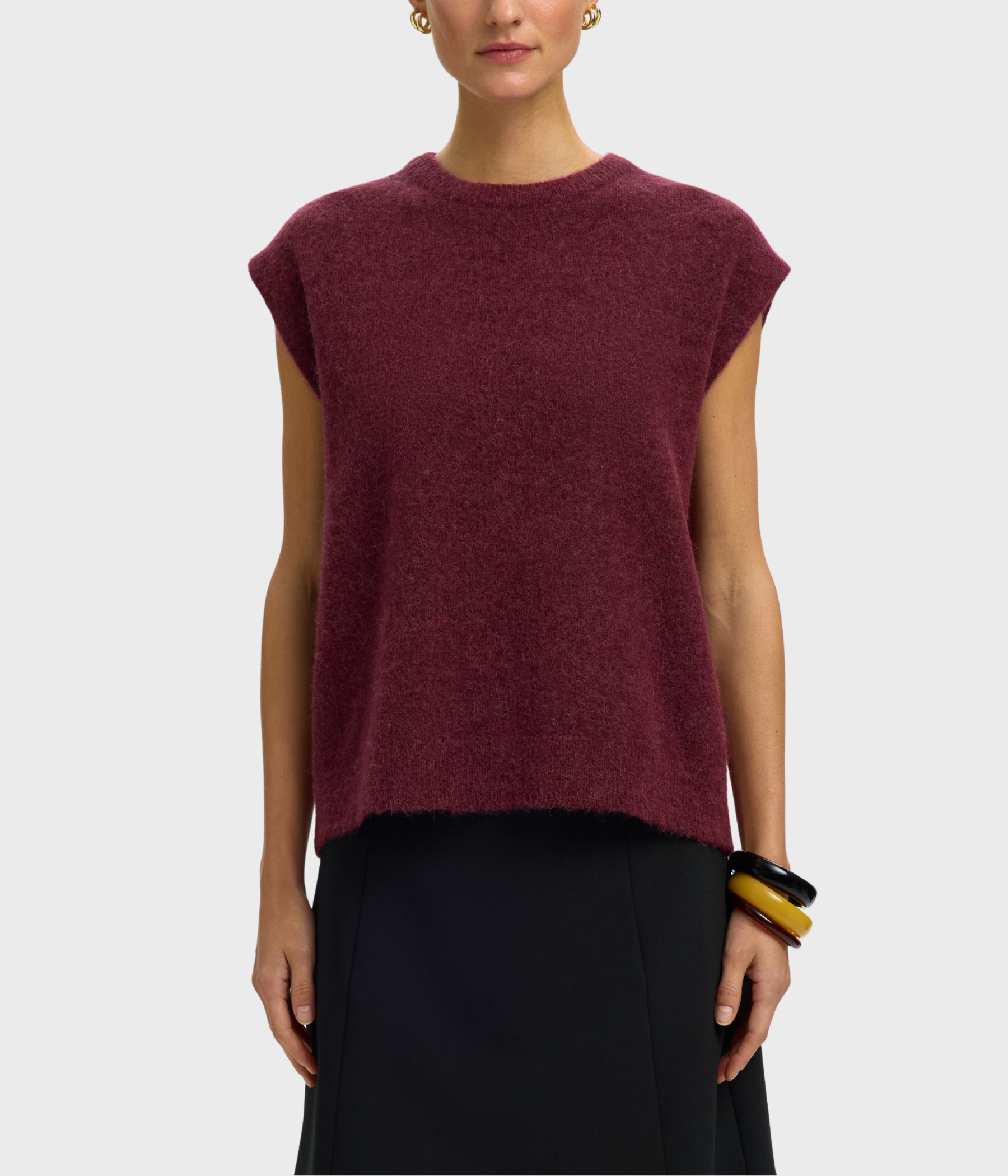 Slwlulu Sl Knit Vest Noos (Tawny Port Detail:MELANGE)