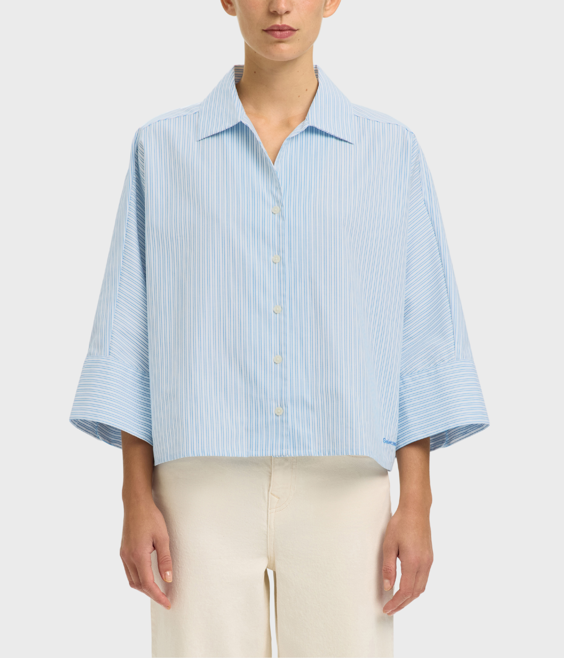 SLFESTER OVERSIZE 3/4 SHIRT B (Malibu Blue Stripes:STRIPE) - D.O. Design Only