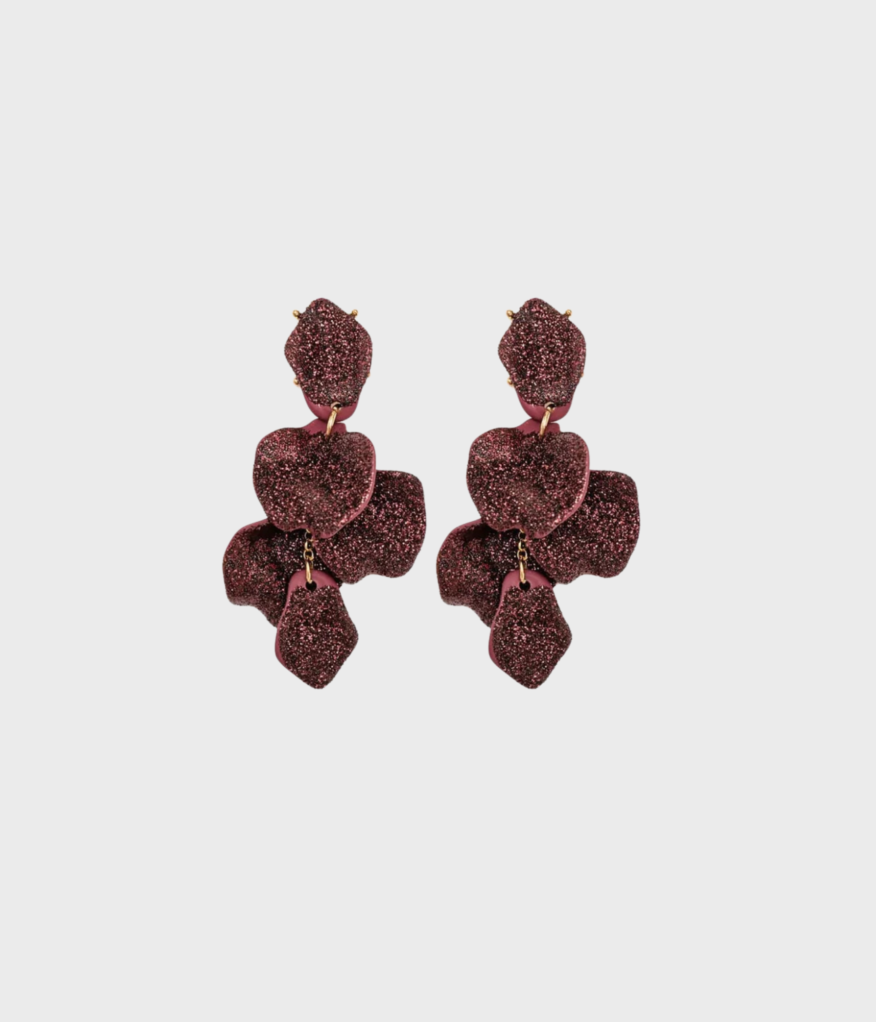 Leaf Earrings Glitter (Burgundy)