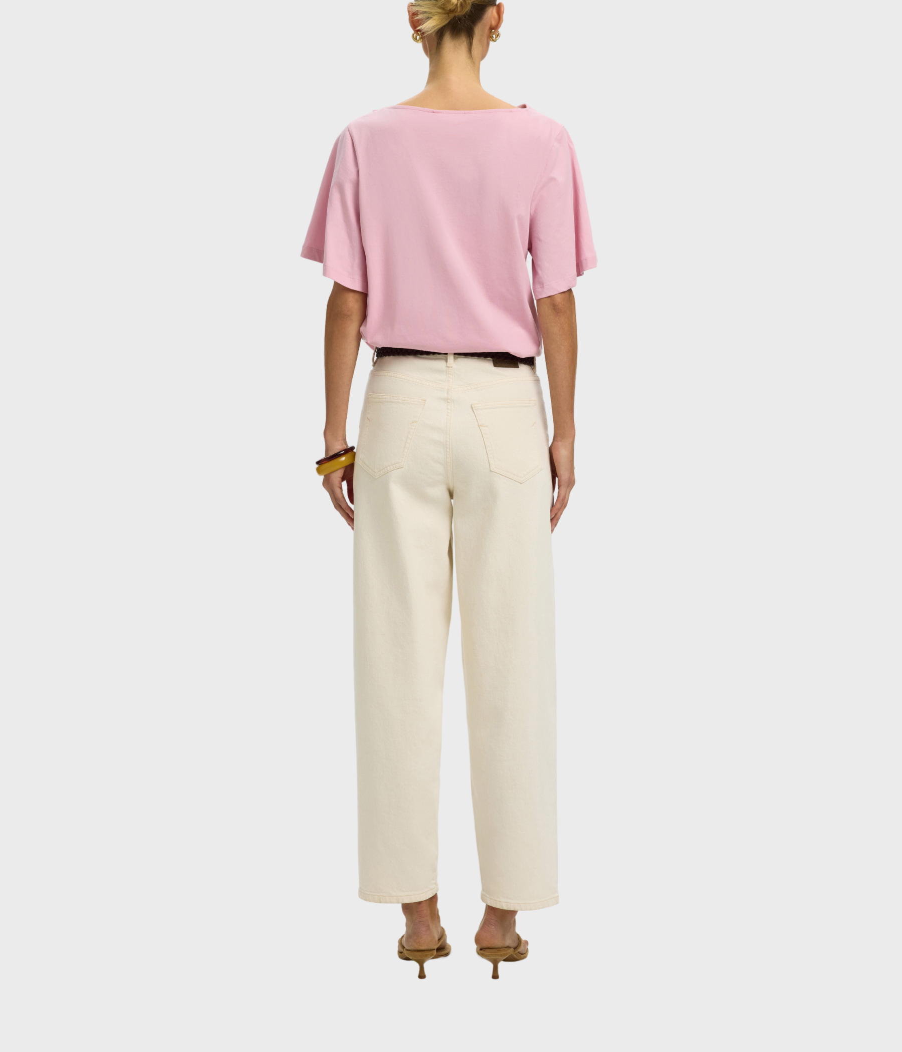 SLFOLINE LIGHT SS DRAPED NECK TEE EX (Bleached Mauve)