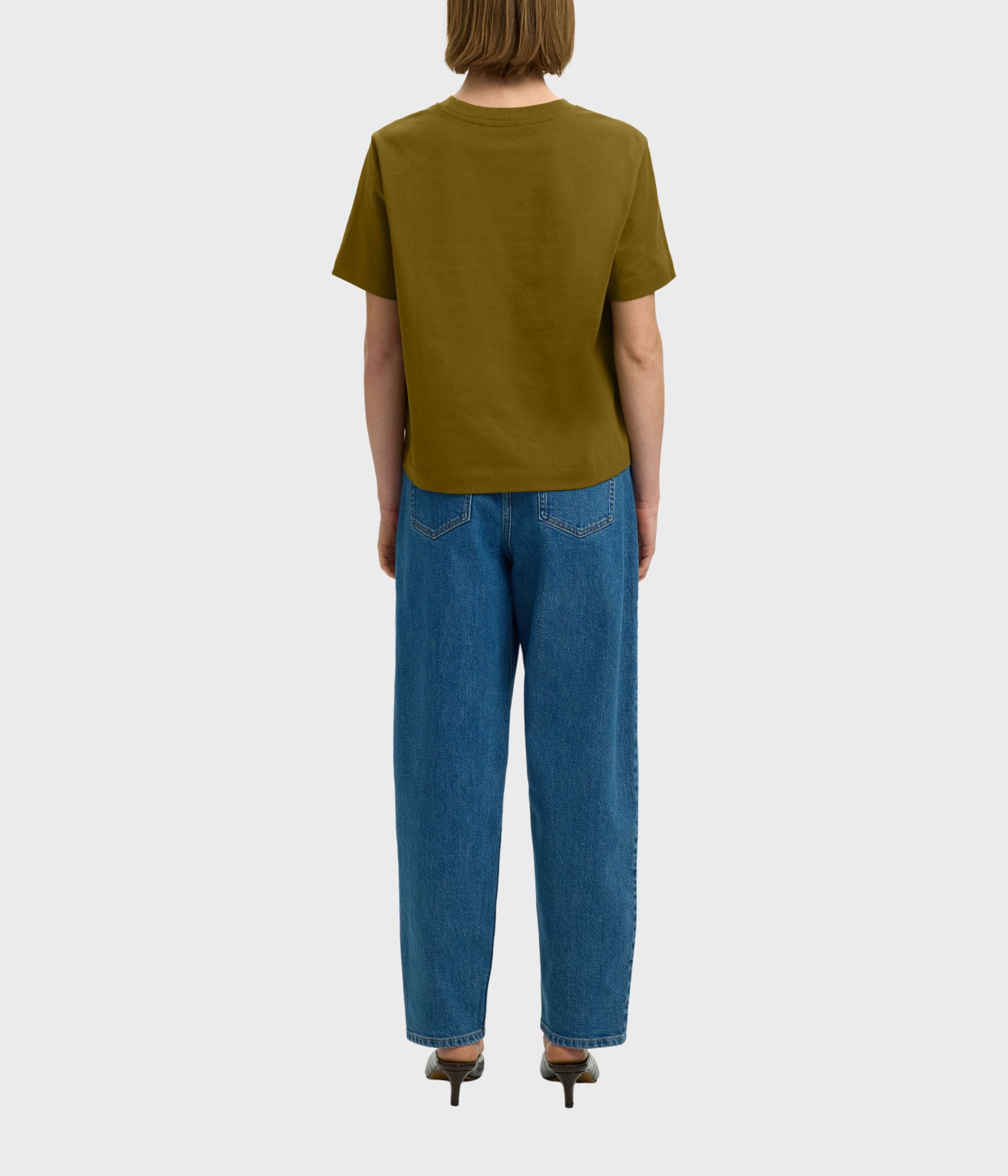 Slfessential Ss Boxy Tee Noos. (FIR GREEN)