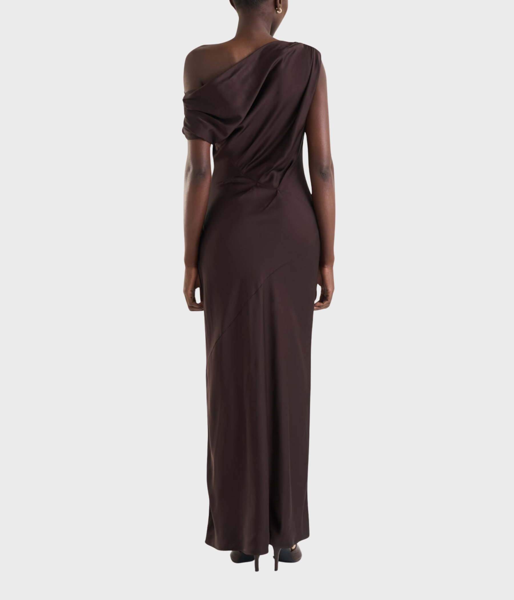 Vanessa Satin Dress (MOCHA BROWN)