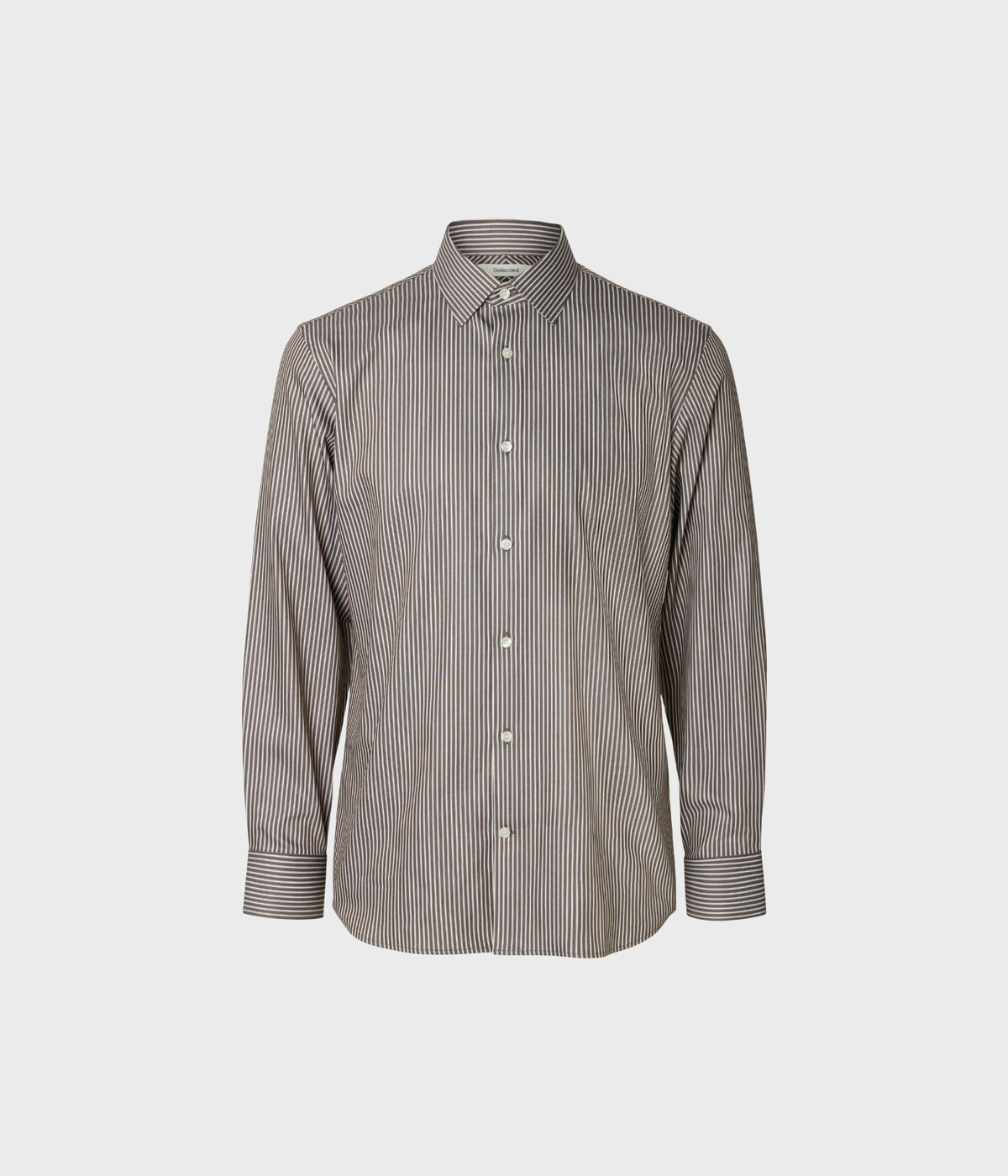 Slmslimfilip Performance Ls Shirt (Turkish Coffee Stripes:White)