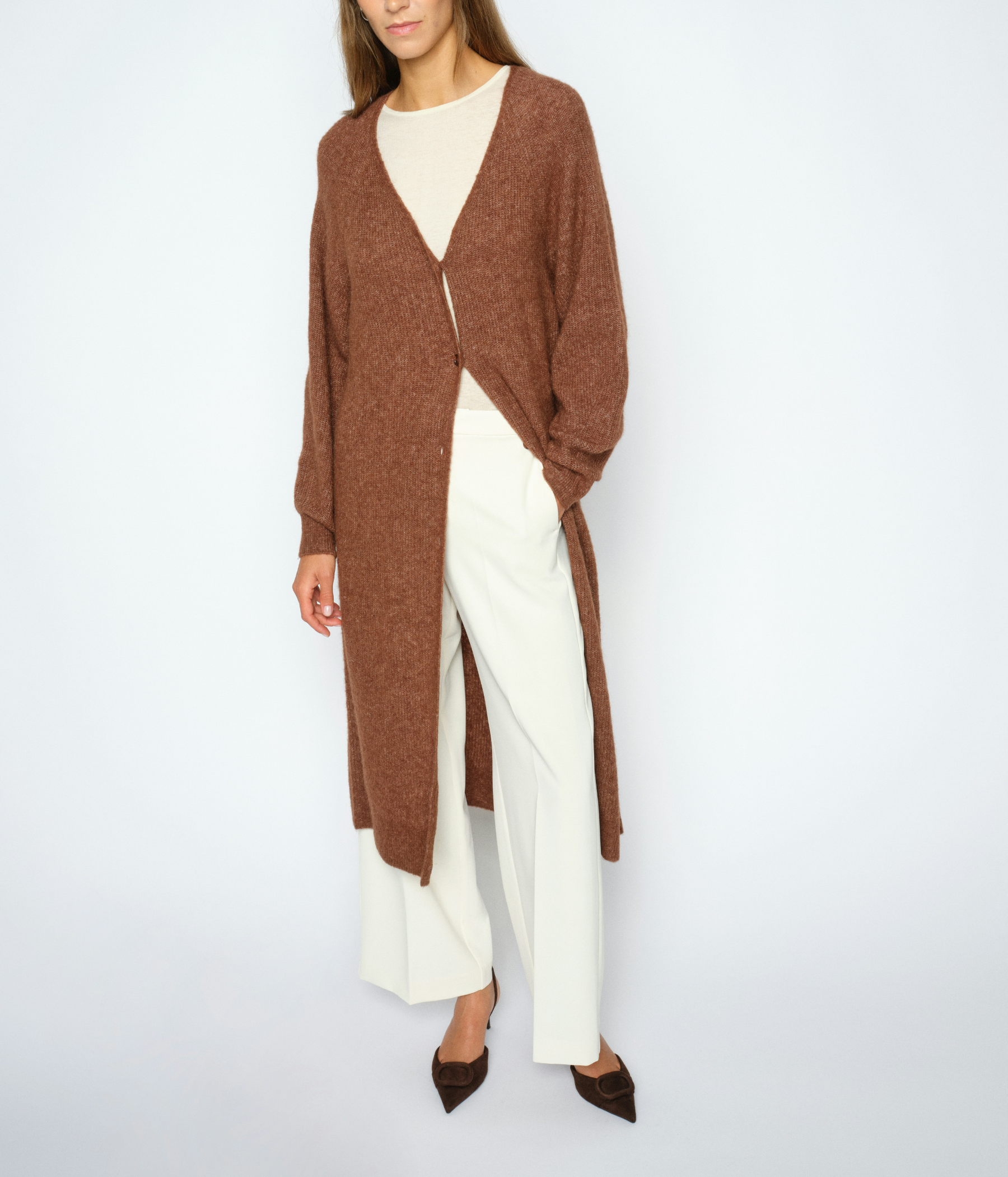 Mmthora Longline Cardigan (199 Downtown Brown)