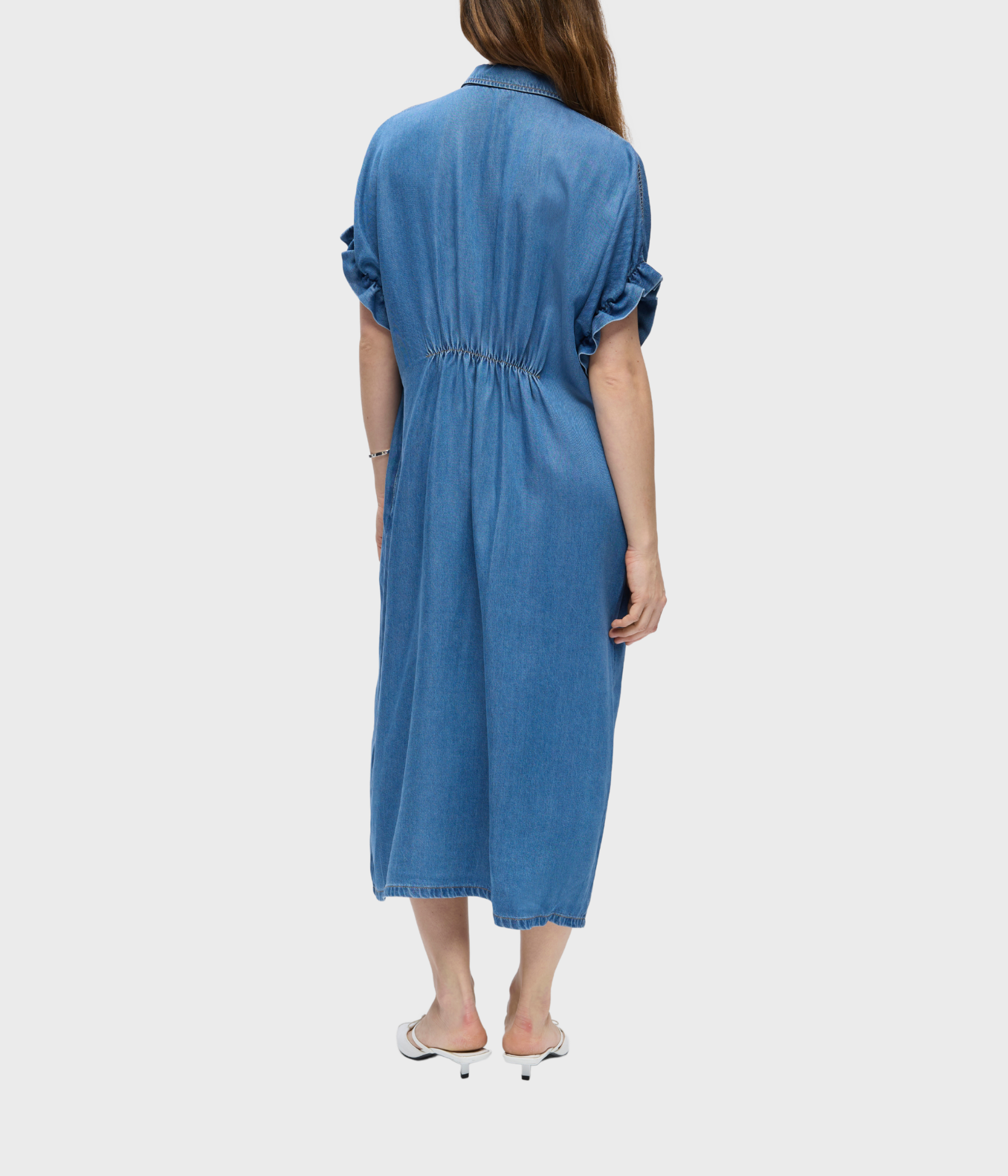 Objframe Tiana 2/4 Lo Denim Dress Div (Medium Blue Denim)