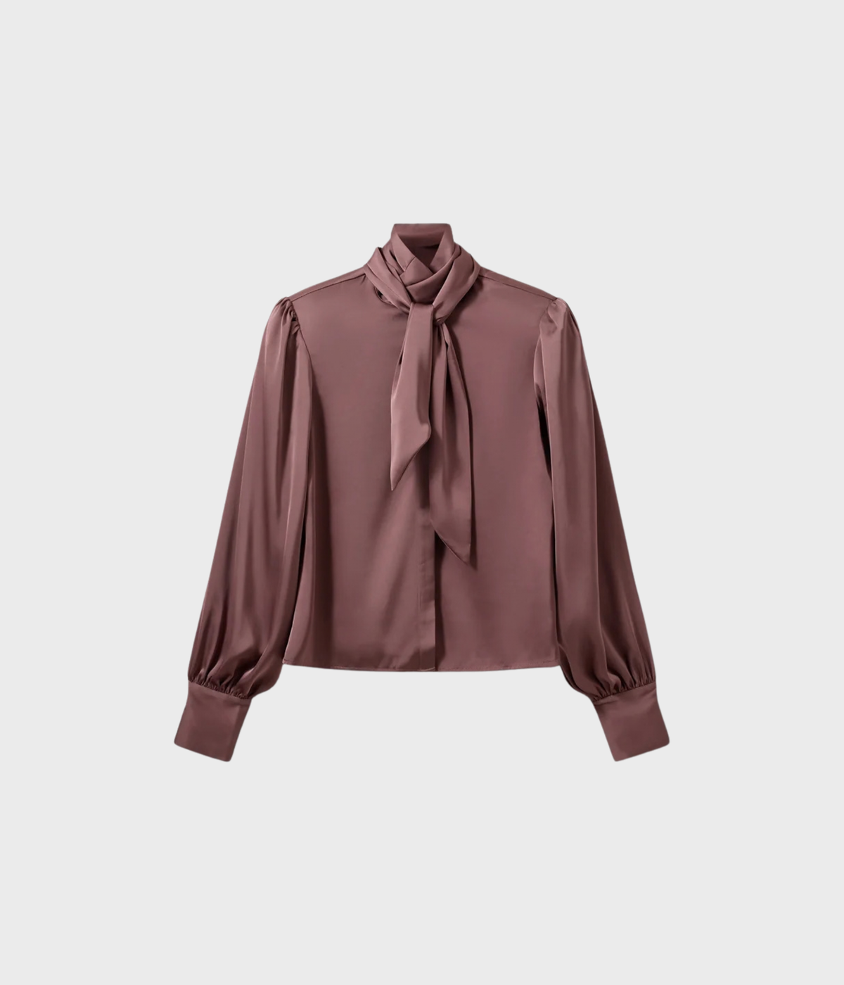 Carinasw Balloon Sleeve Satin Shirt (7172 Dusty Plum)
