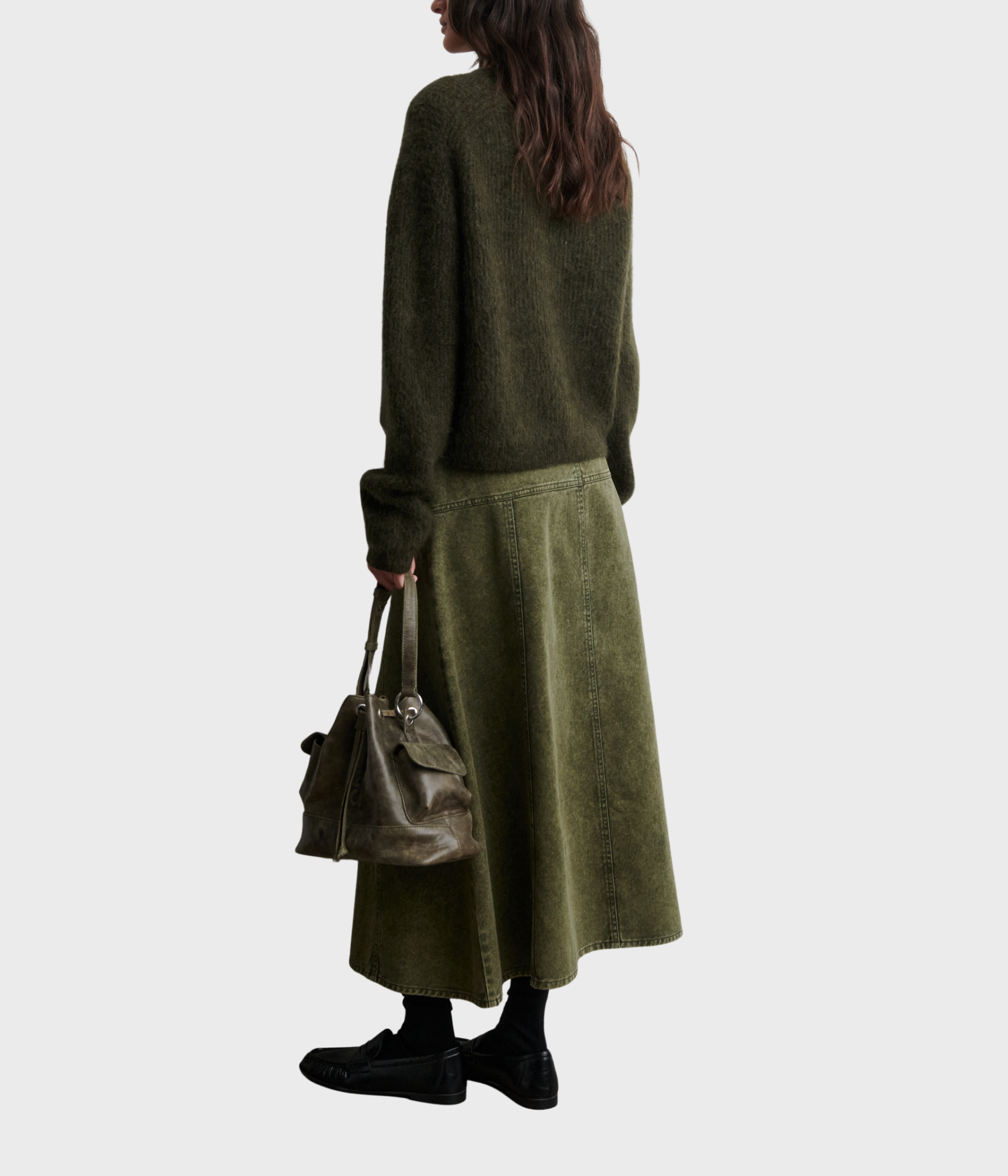 Andrea Knit Rib Ls Cardigan (Black Olive)