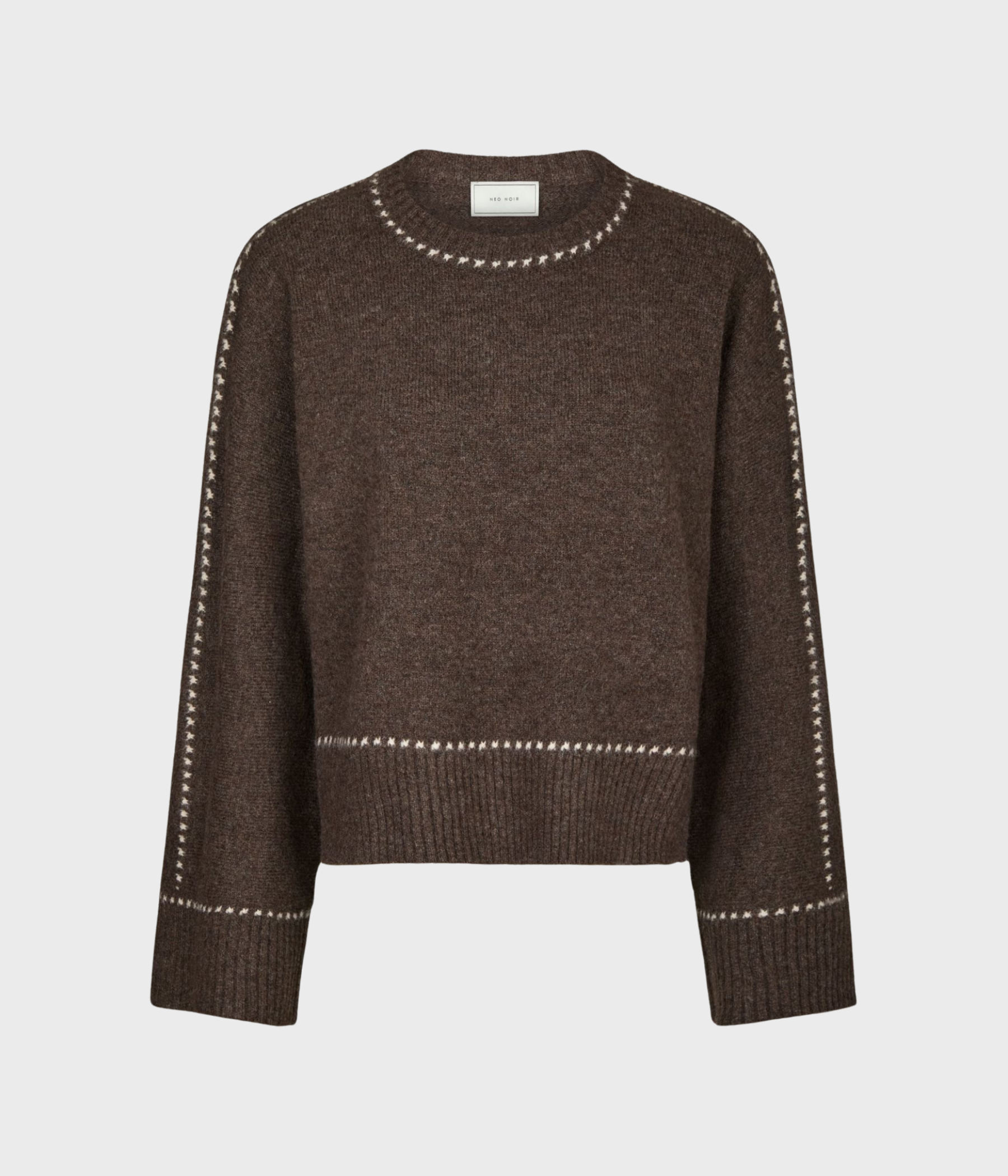 Roeme Knit Stitch Blouse. (205 Brown Melange)