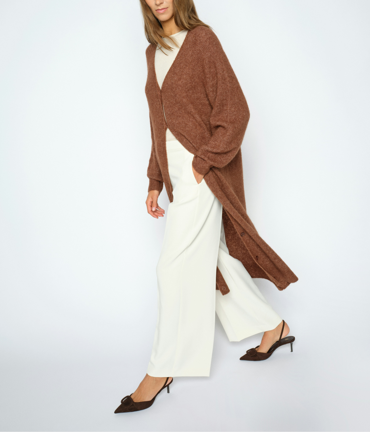 Mmthora Longline Cardigan (199 Downtown Brown)