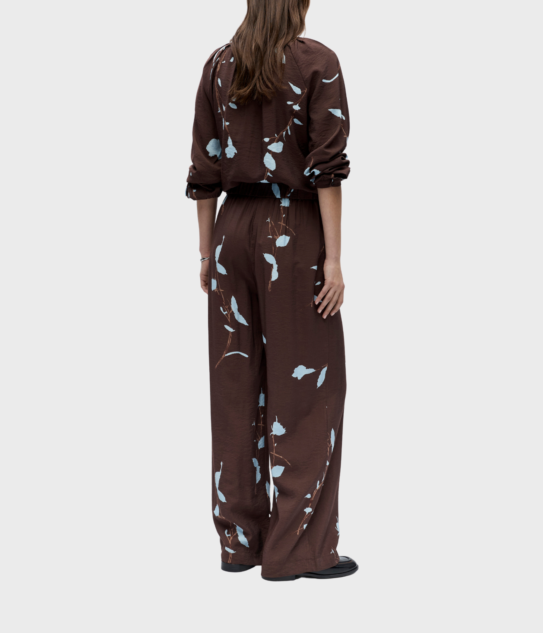 OBJBRIE MW WIDE PANT 143 (Seal Brown AOP:Winter sky flowers)